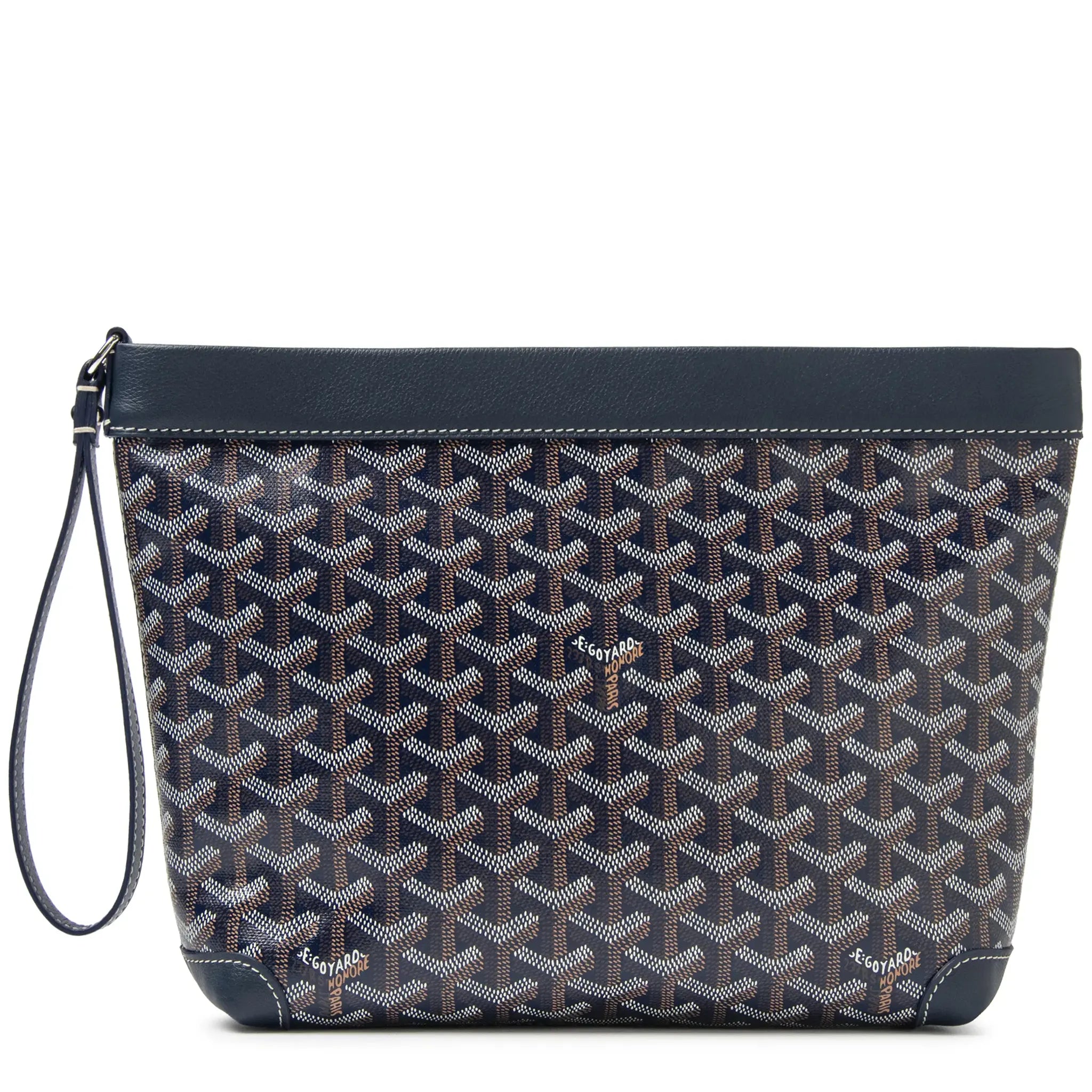 Front View of Goyard Conti Navy Blue Pouch