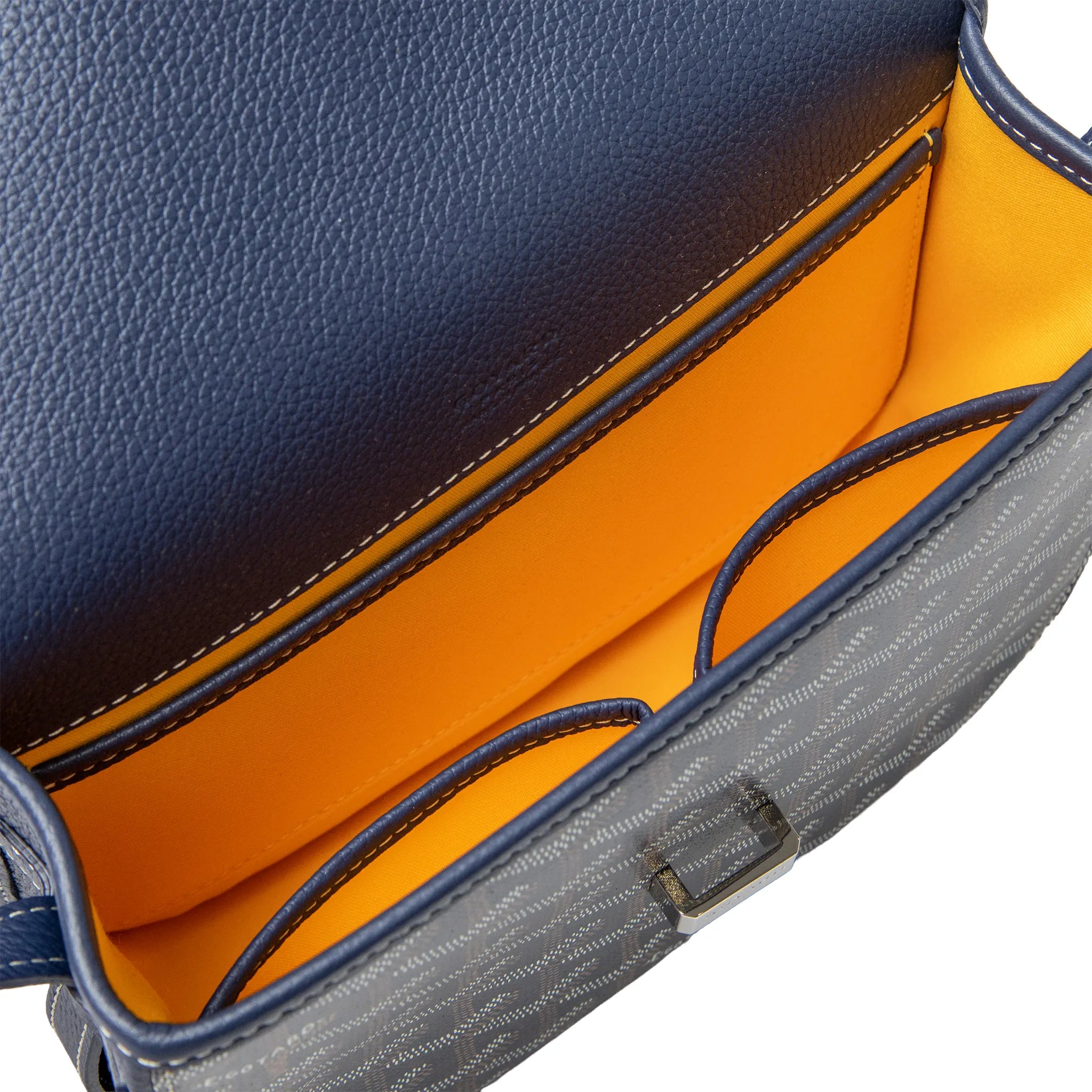 Inside View of Goyard Goyardine Belvedere II Navy PM Messenger Bag BELVE3PMLTY12CG12P