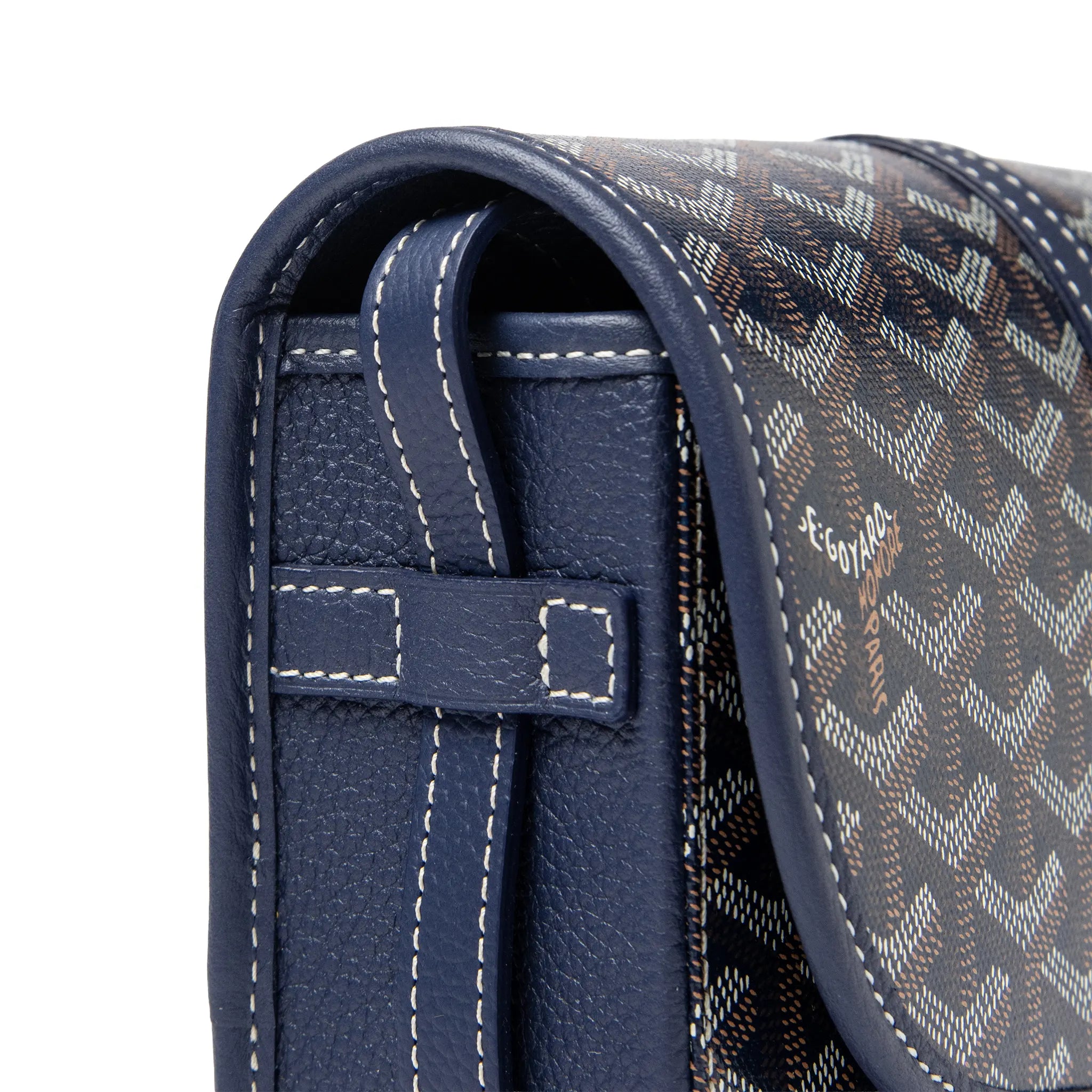 Side View of Goyard Goyardine Belvedere II Navy PM Messenger Bag BELVE3PMLTY12CG12P