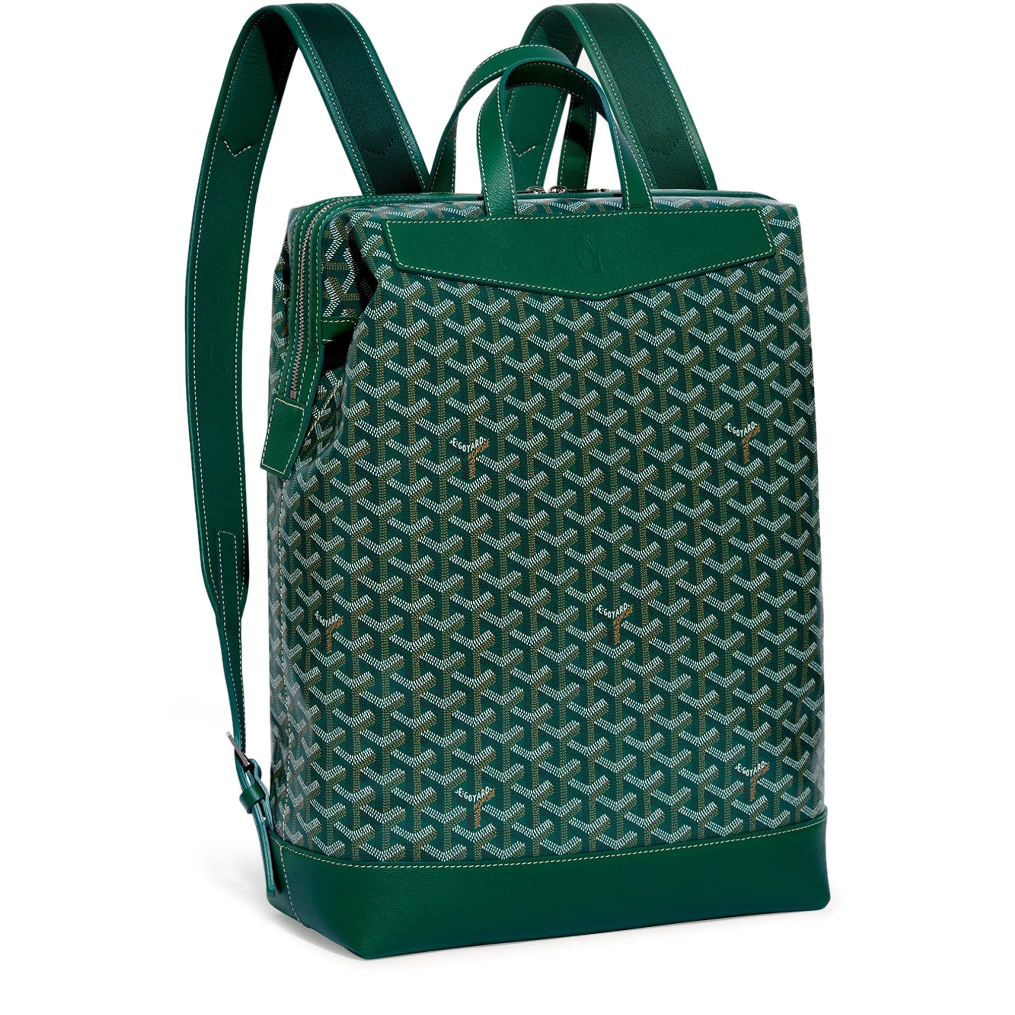 Side view of Goyard Green Cisalpin Backpack CISALPMMLTY09CL09P