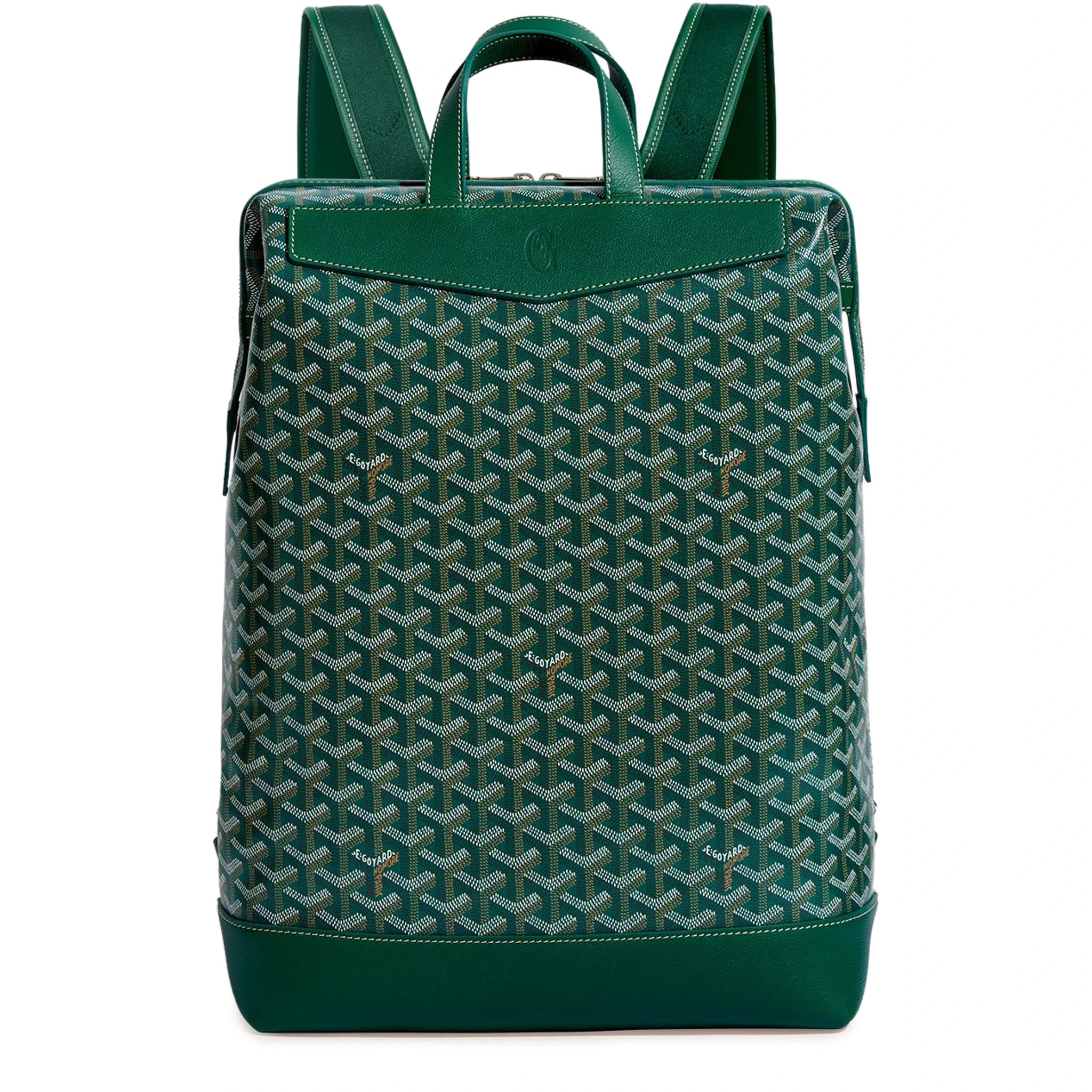 Front view of Goyard Green Cisalpin Backpack CISALPMMLTY09CL09P