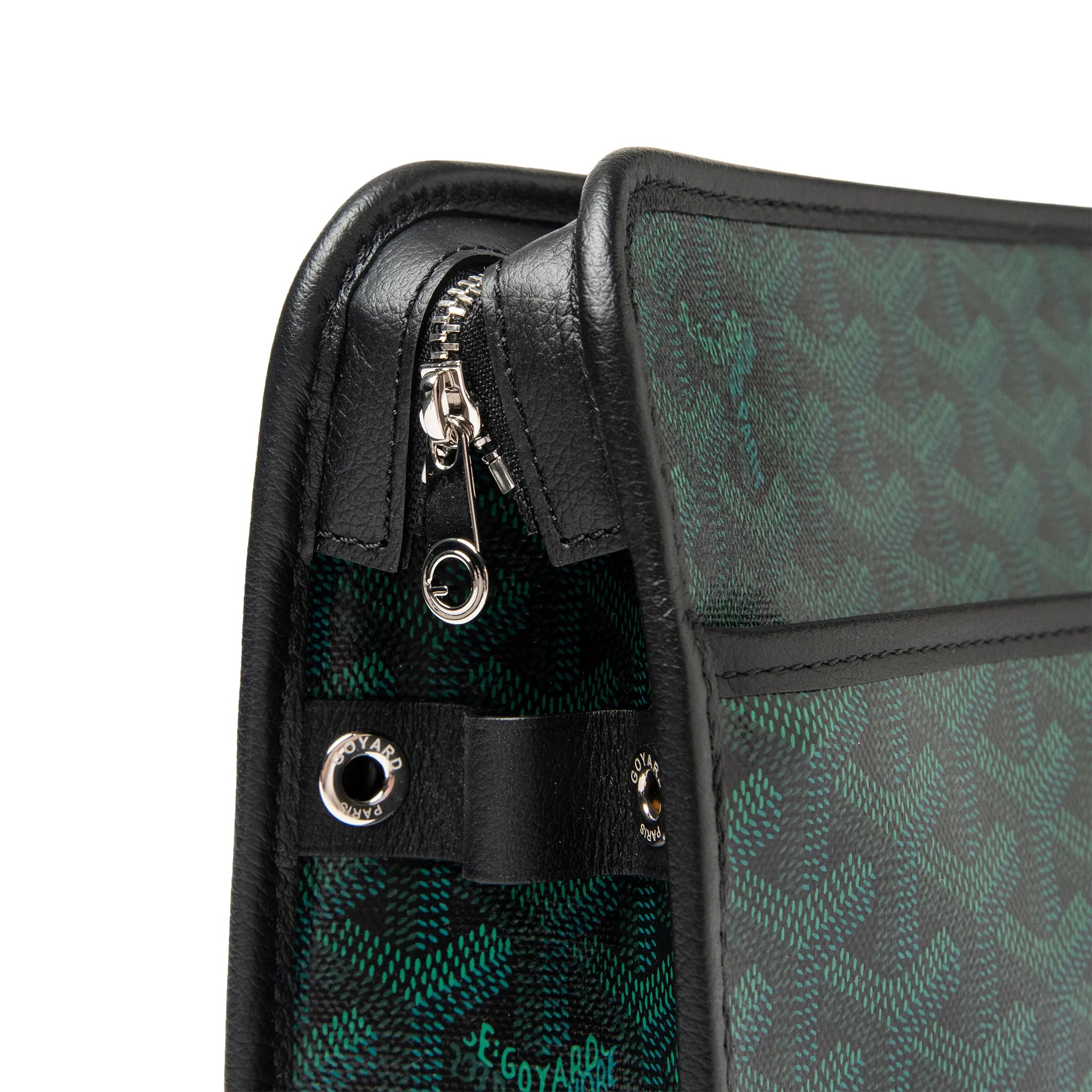 Side View of Goyard Jouvence MM Evergreen Washbag JOUVENMMLTY79CL79P