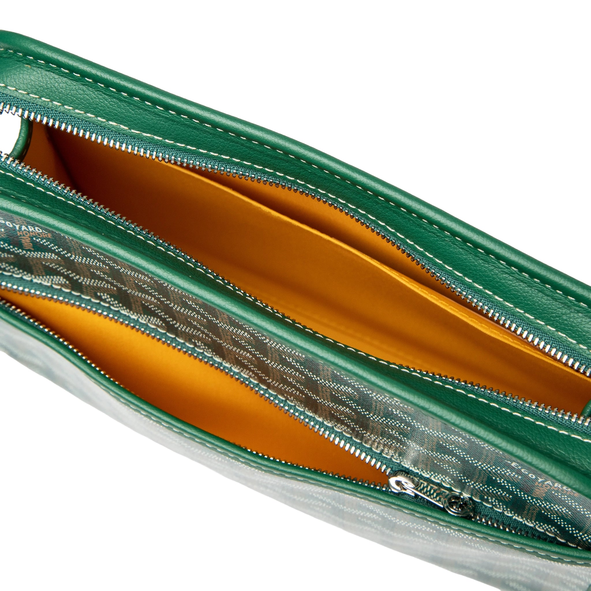 Inside view of Goyard Jouvence MM Green Washbag