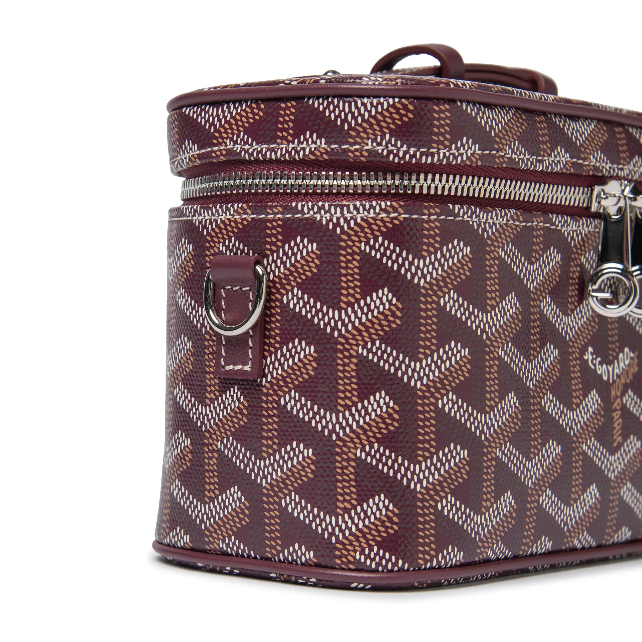 Front Side View of Goyard Muse Mini Burgundy Vanity Bag MUSEVAMINTY33CL33P