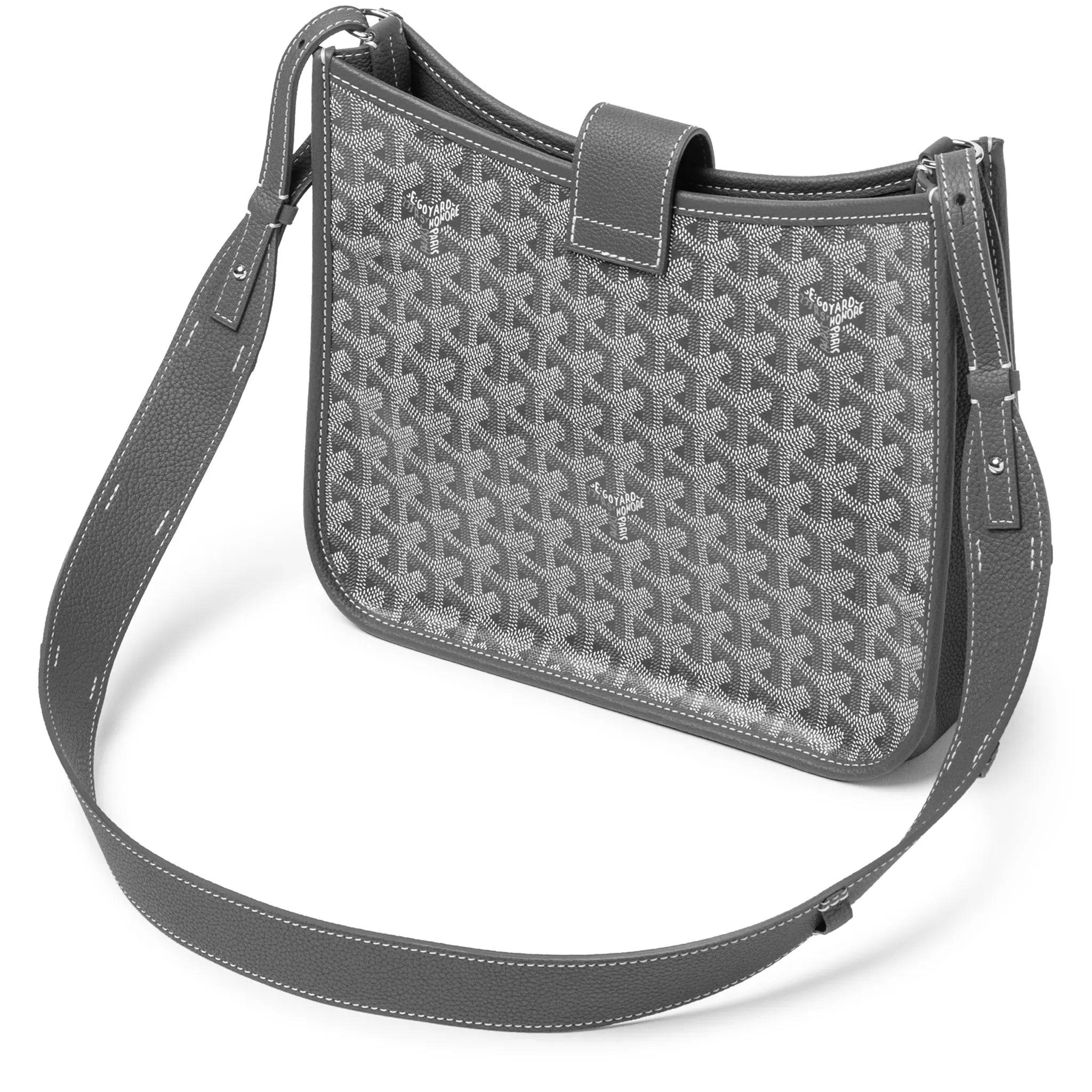 Back Strap View of Goyard Musette Pm Grey Bag MUSETTPMLTY51CG51P