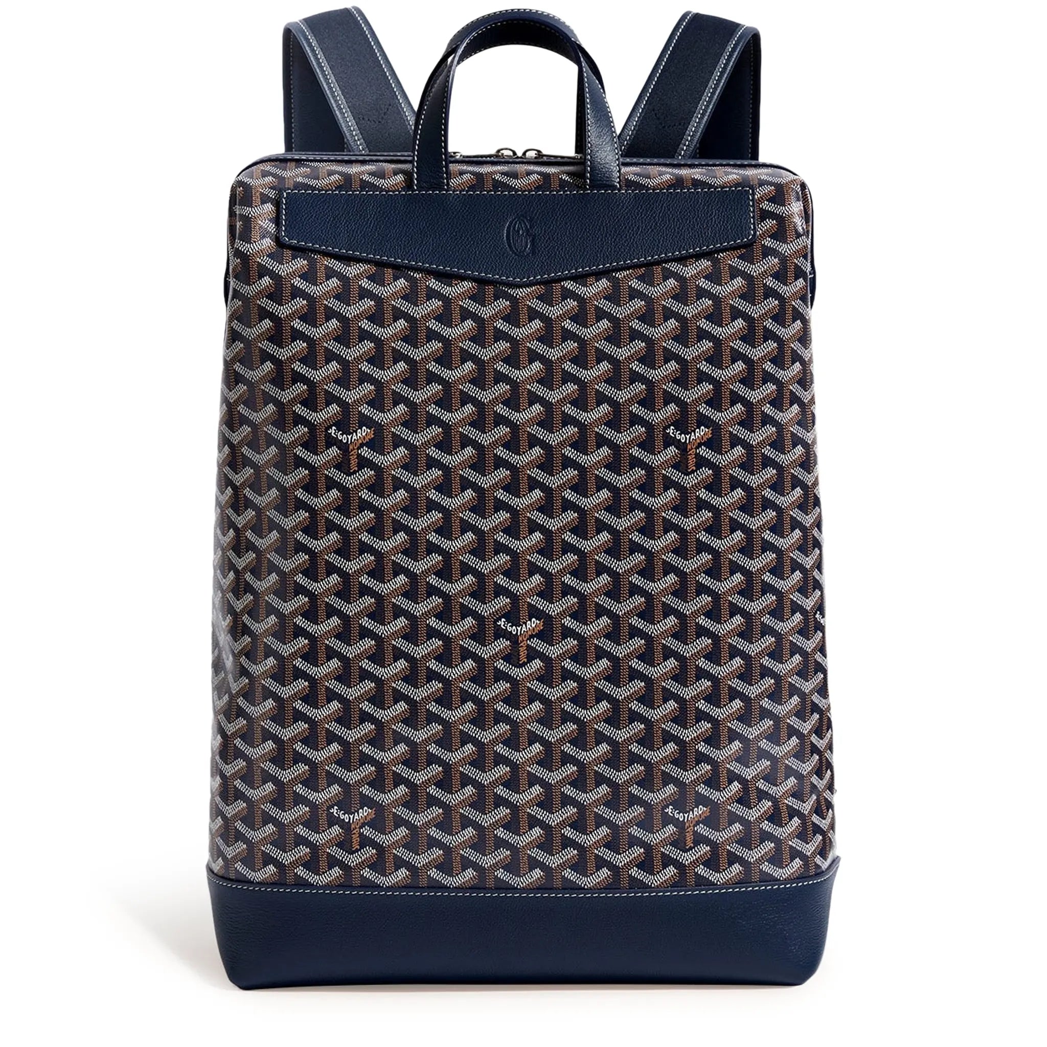 Front view of Goyard Navy Blue Cisalpin Backpack