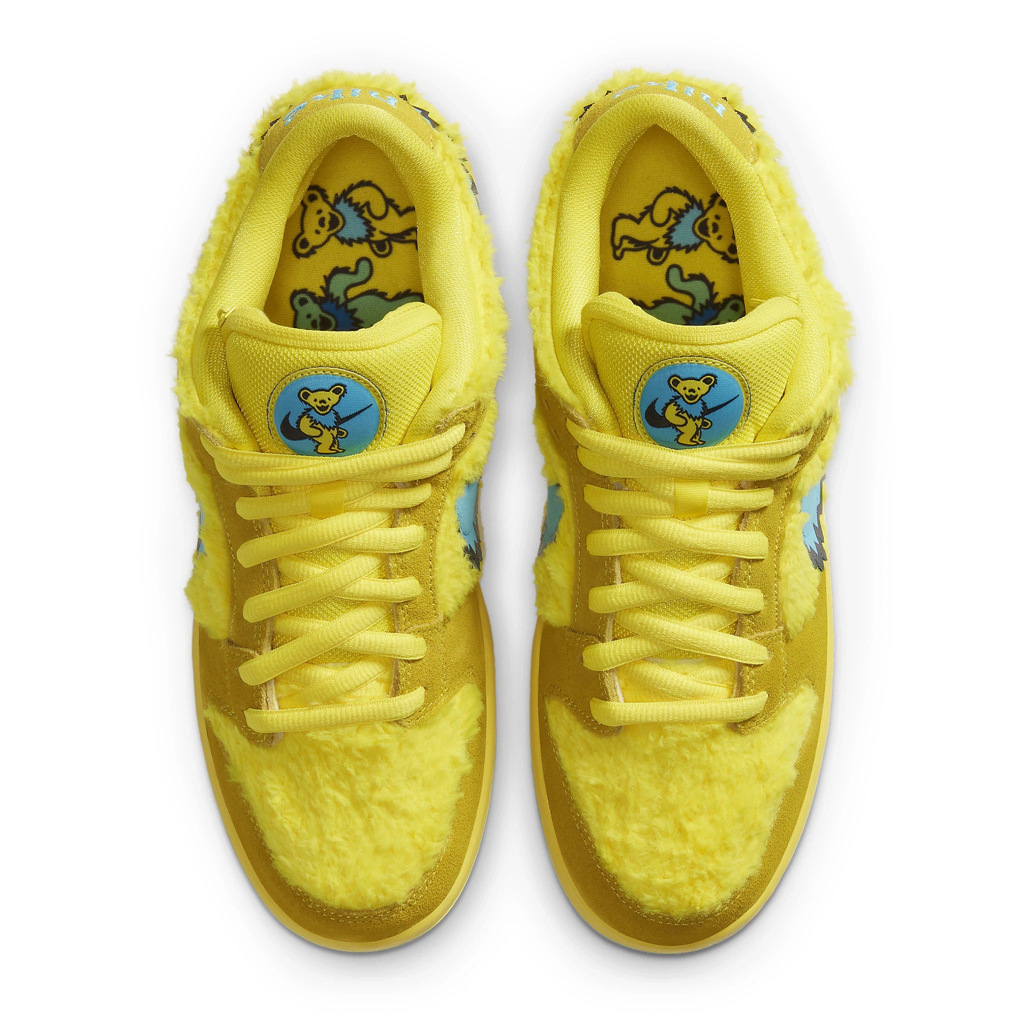Top view of Grateful Dead X Nike SB Dunk Low Yellow Bear CJ5378-700