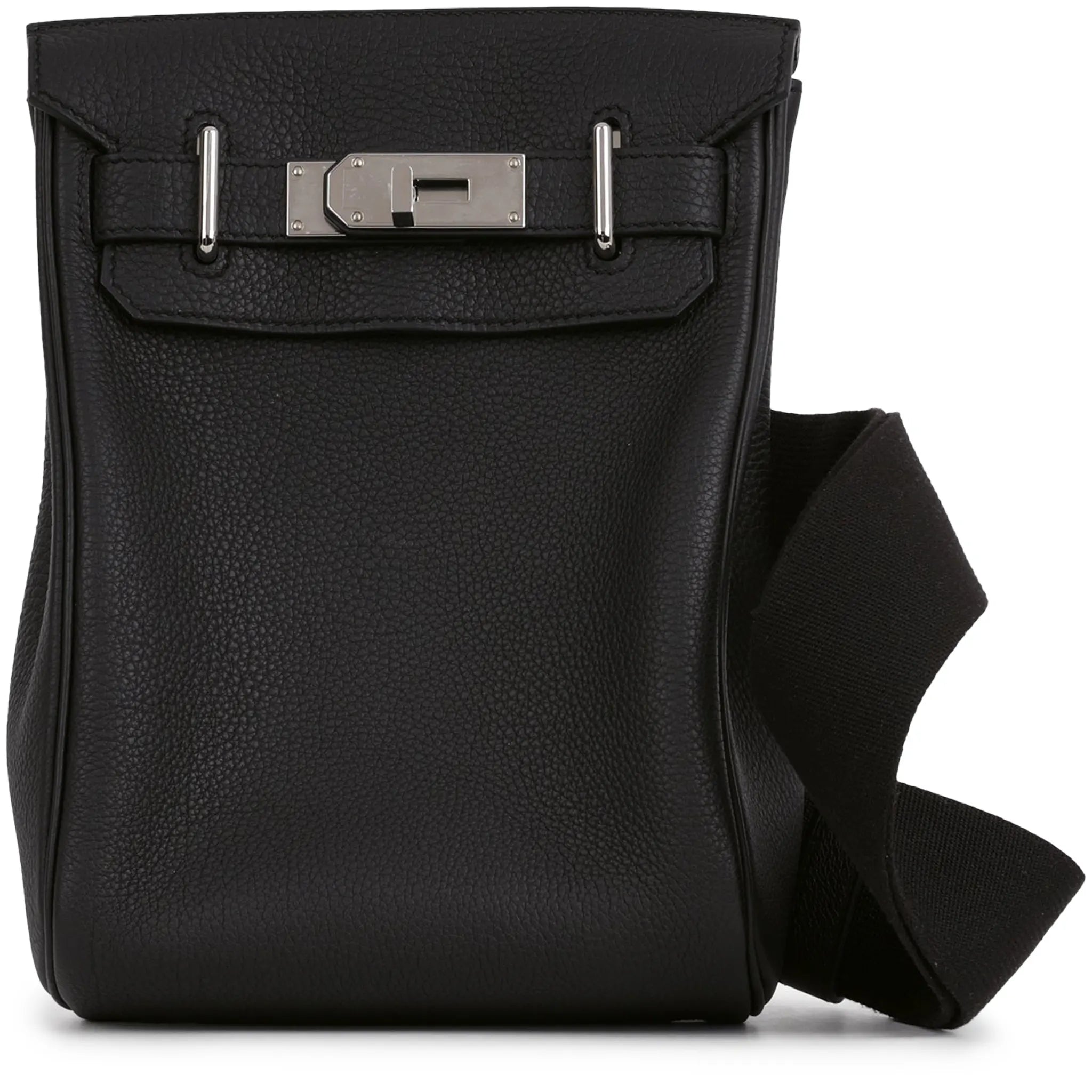 Front View of Hermes Hac a Dos PM Togo Calfskin Black Palladium Hardware Backpack
