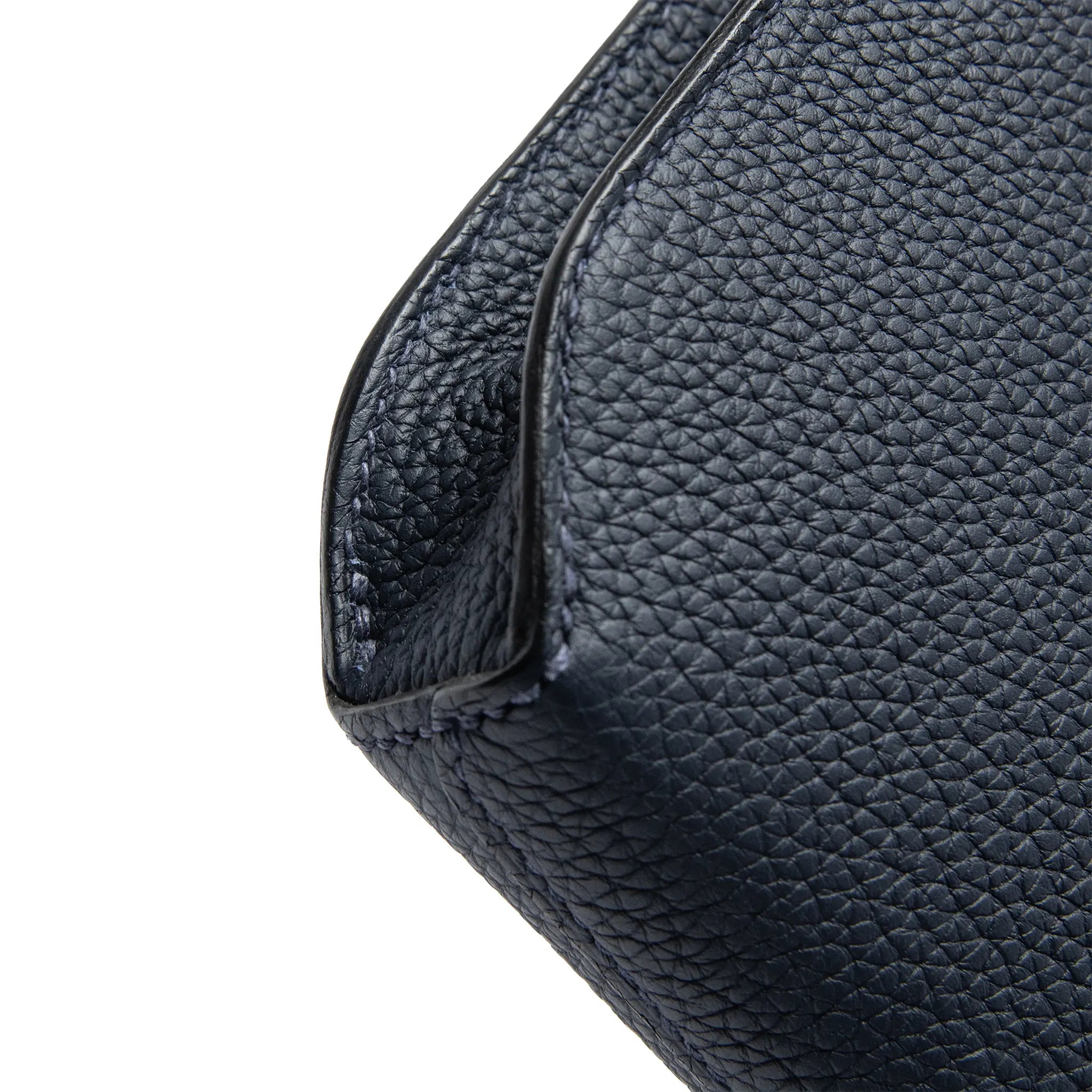 Detailed View of Hermes Kelly Depeches 25 Togo Calfskin Blue Nuit Palladium Hardware