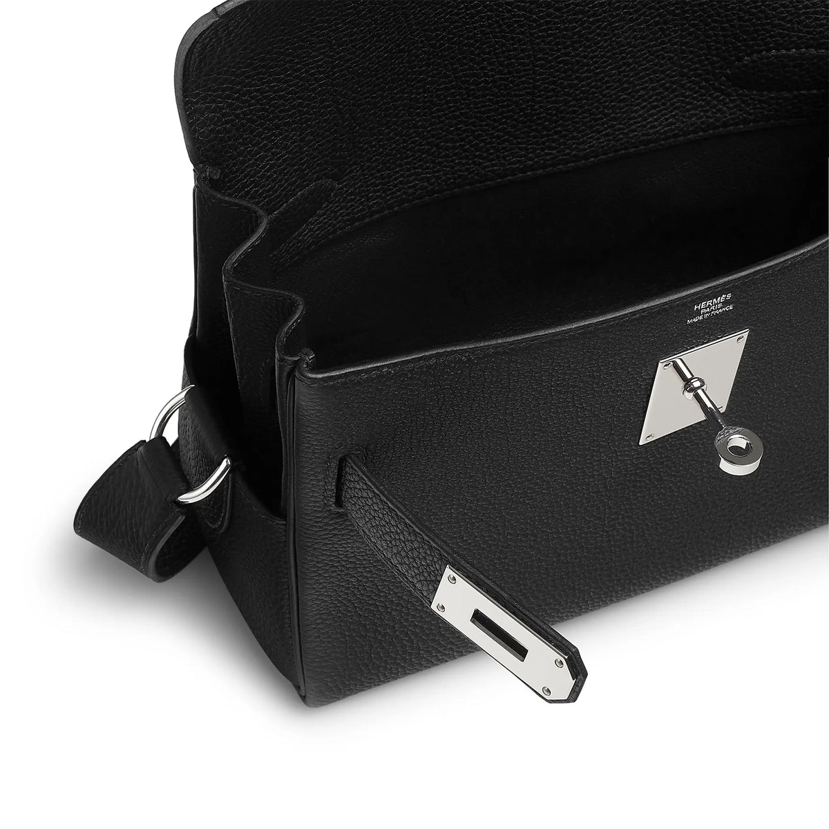 Hermes Kelly Togo Calfskin Palladium Hardware Messenger Noir Bag