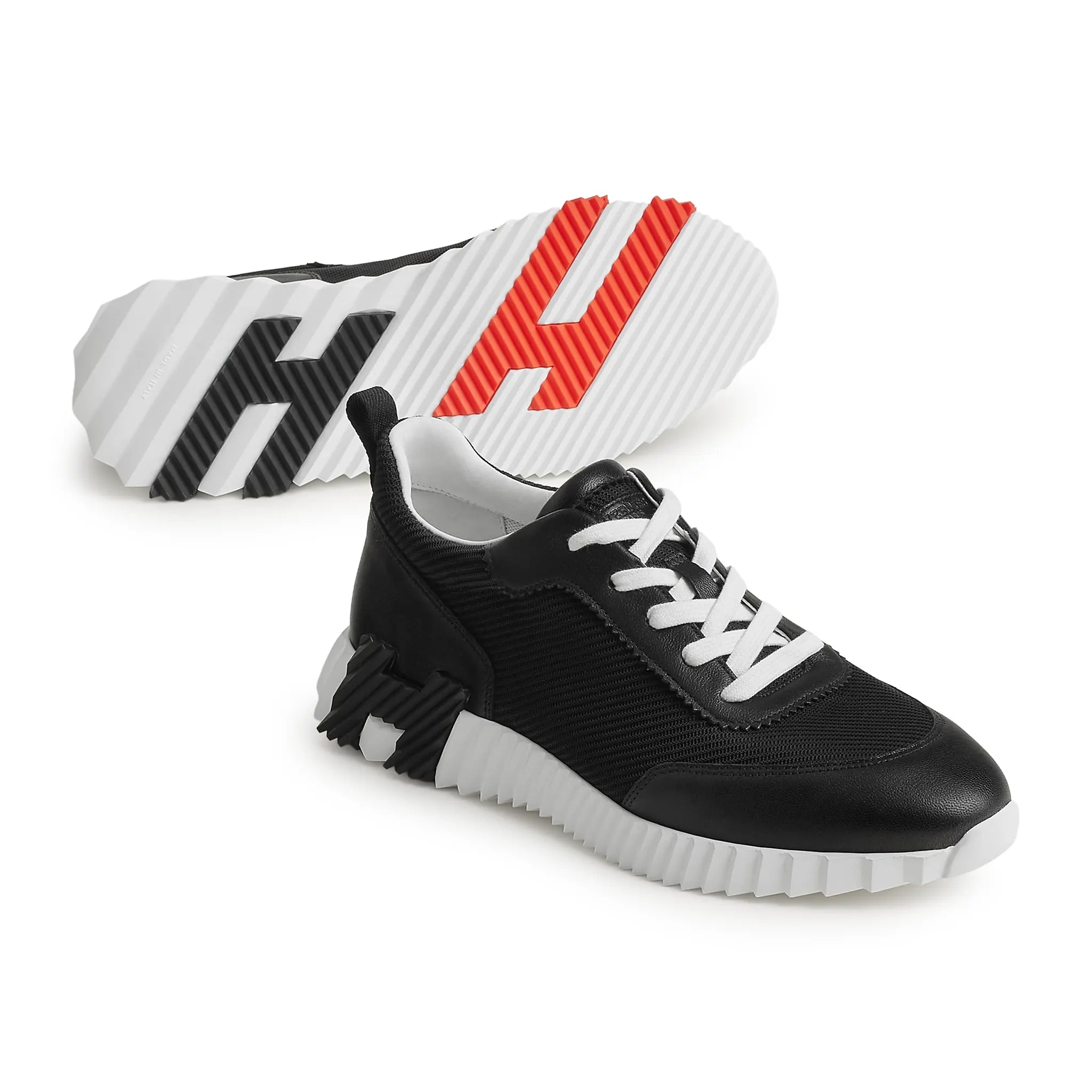 Side Sole View of Hermès Paris Bouncing Calf Sneaker Noir H261897ZH01400