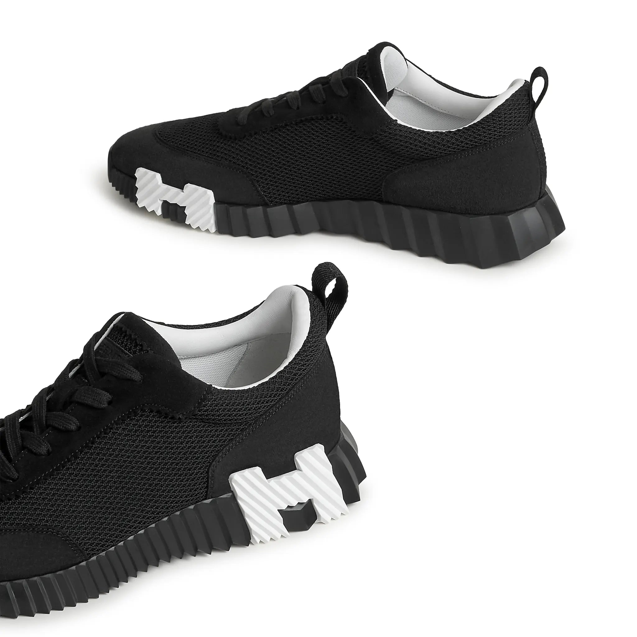 Side View of Hermes Paris Bouncing Mesh Sneaker Noir H27100GZHAA400