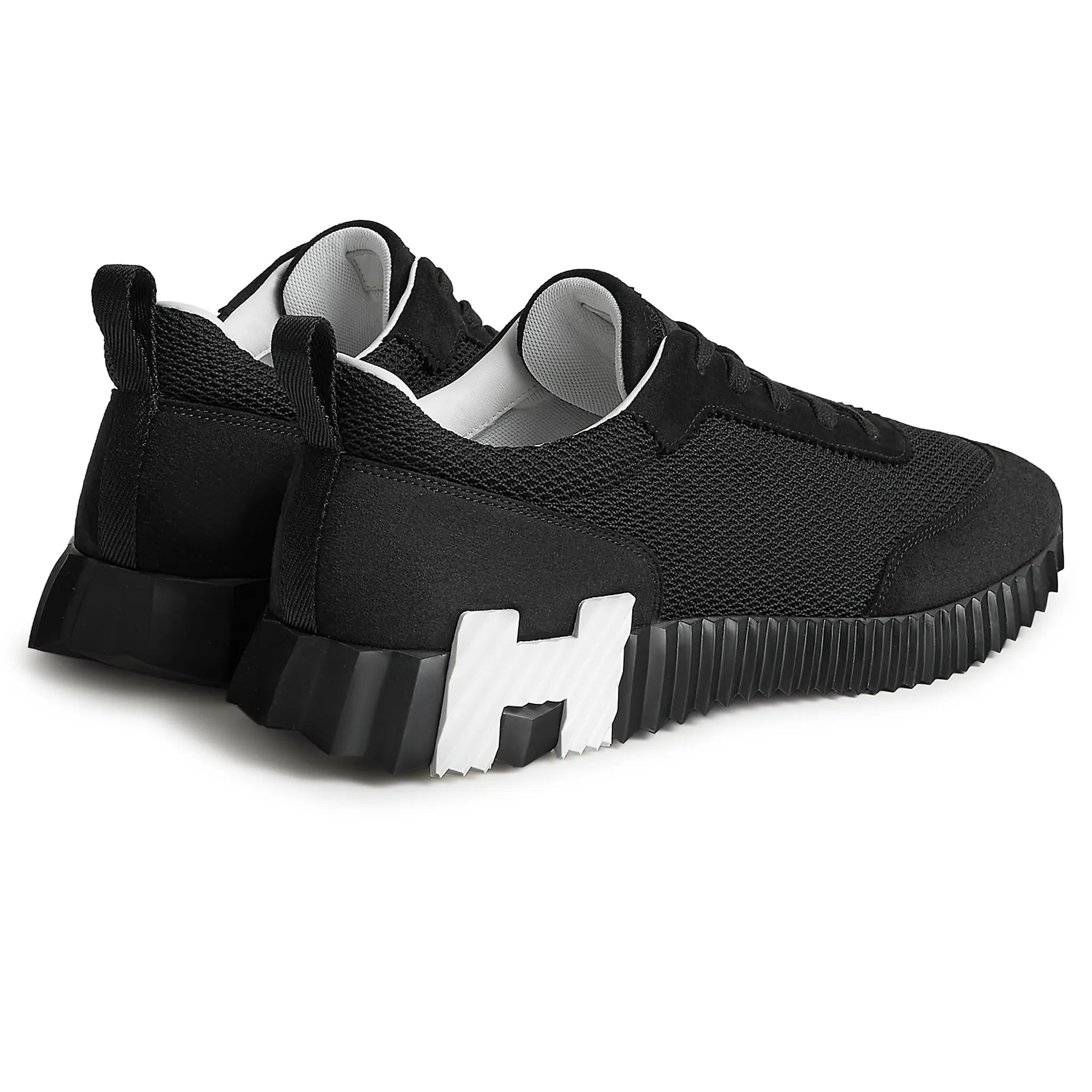 Back Side View of Hermes Paris Bouncing Mesh Sneaker Noir H27100GZHAA400