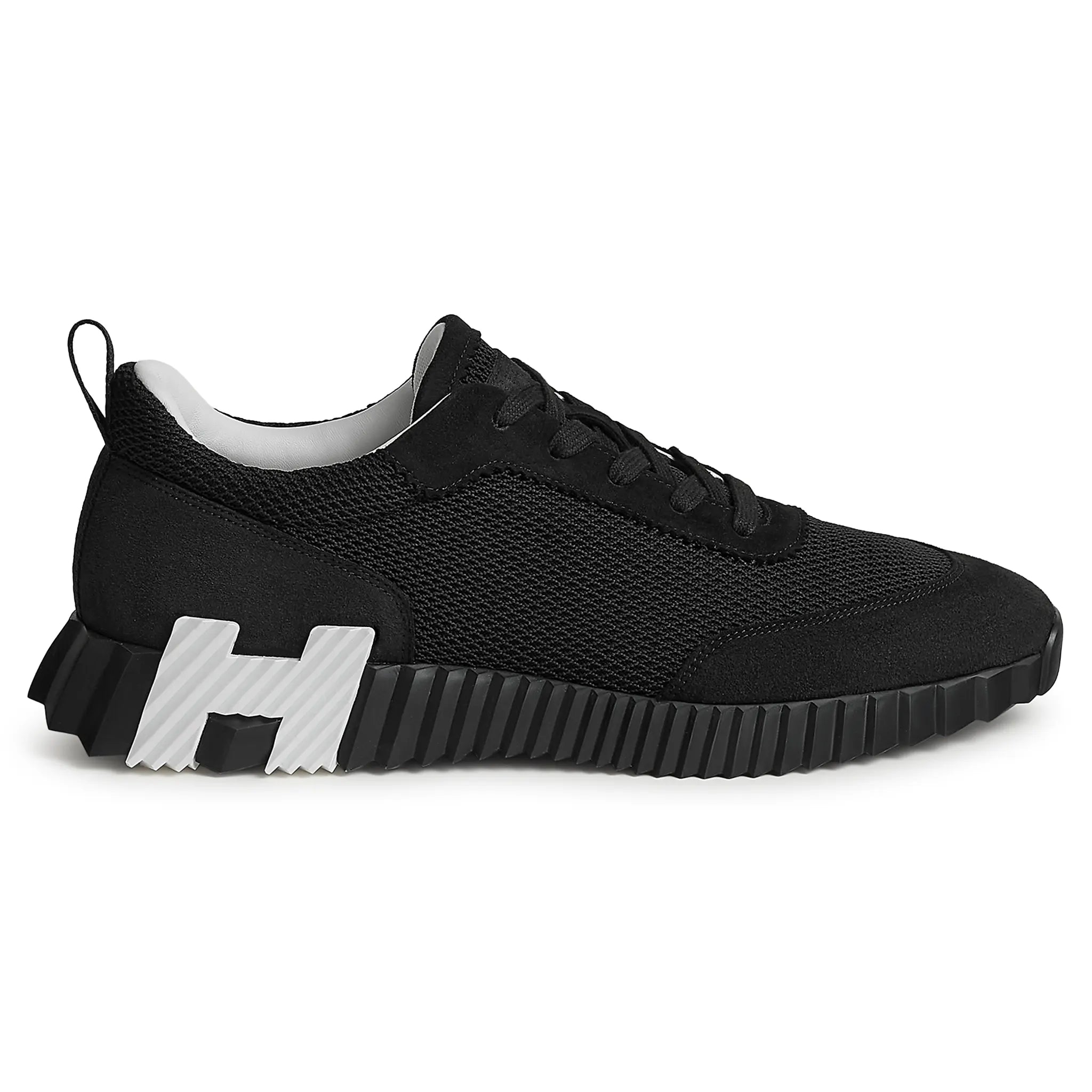 Side View of Hermes Paris Bouncing Mesh Sneaker Noir H27100GZHAA400