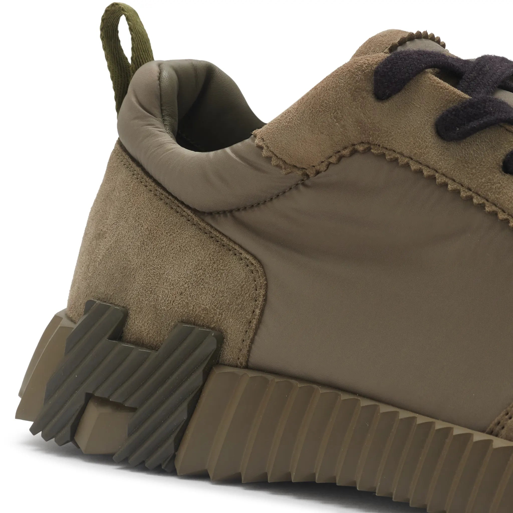 Detailed View of Hermes Paris Bouncing Nylon Suede Sneaker Vert Tundra