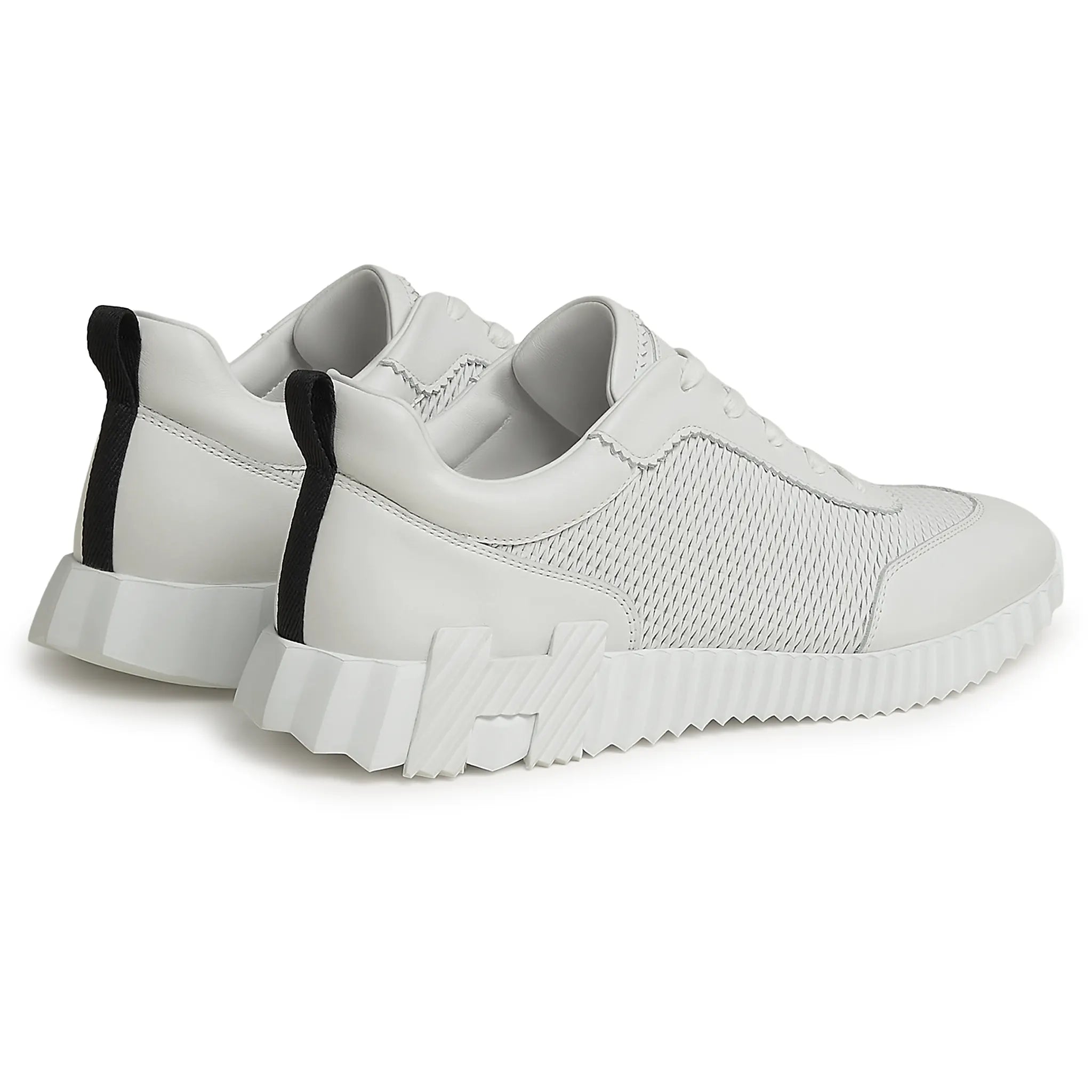 Back Side View of Hermes Paris Bouncing Perforated Leather Sneaker Blanc H261895ZH01400