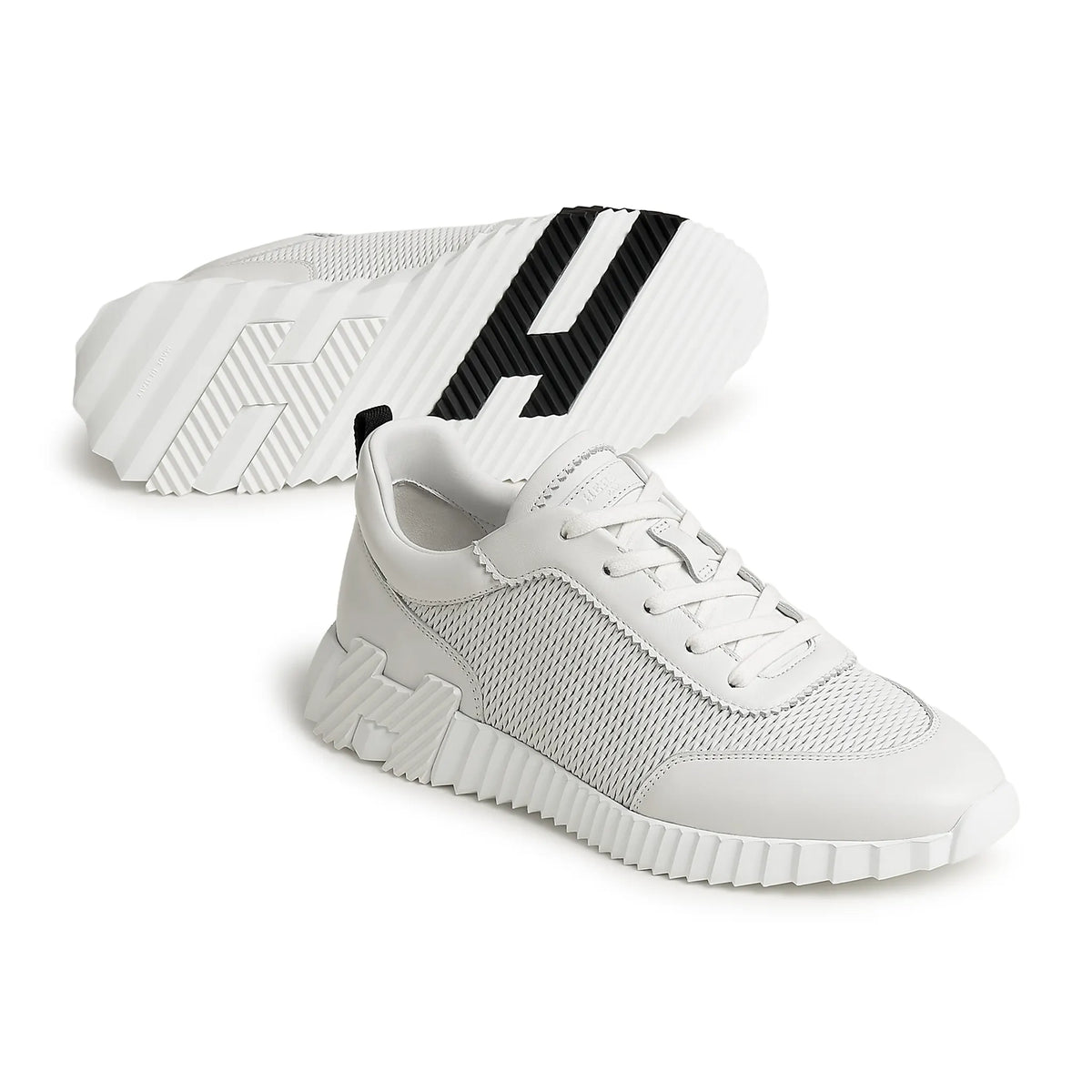 Hermes Paris Bouncing Perforated Leather Sneaker Blanc