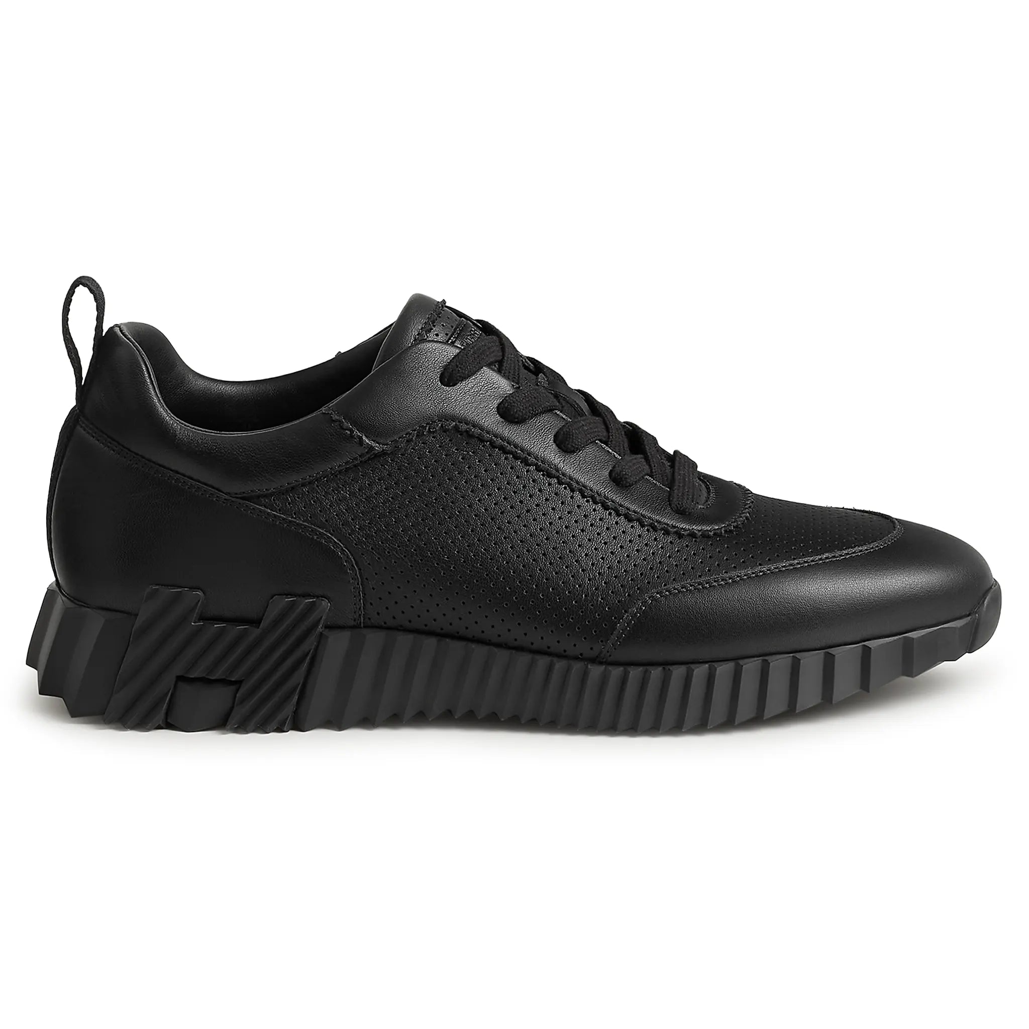 Side Hermes Paris Bouncing Perforated Leather Sneaker Noir H261895ZH01400