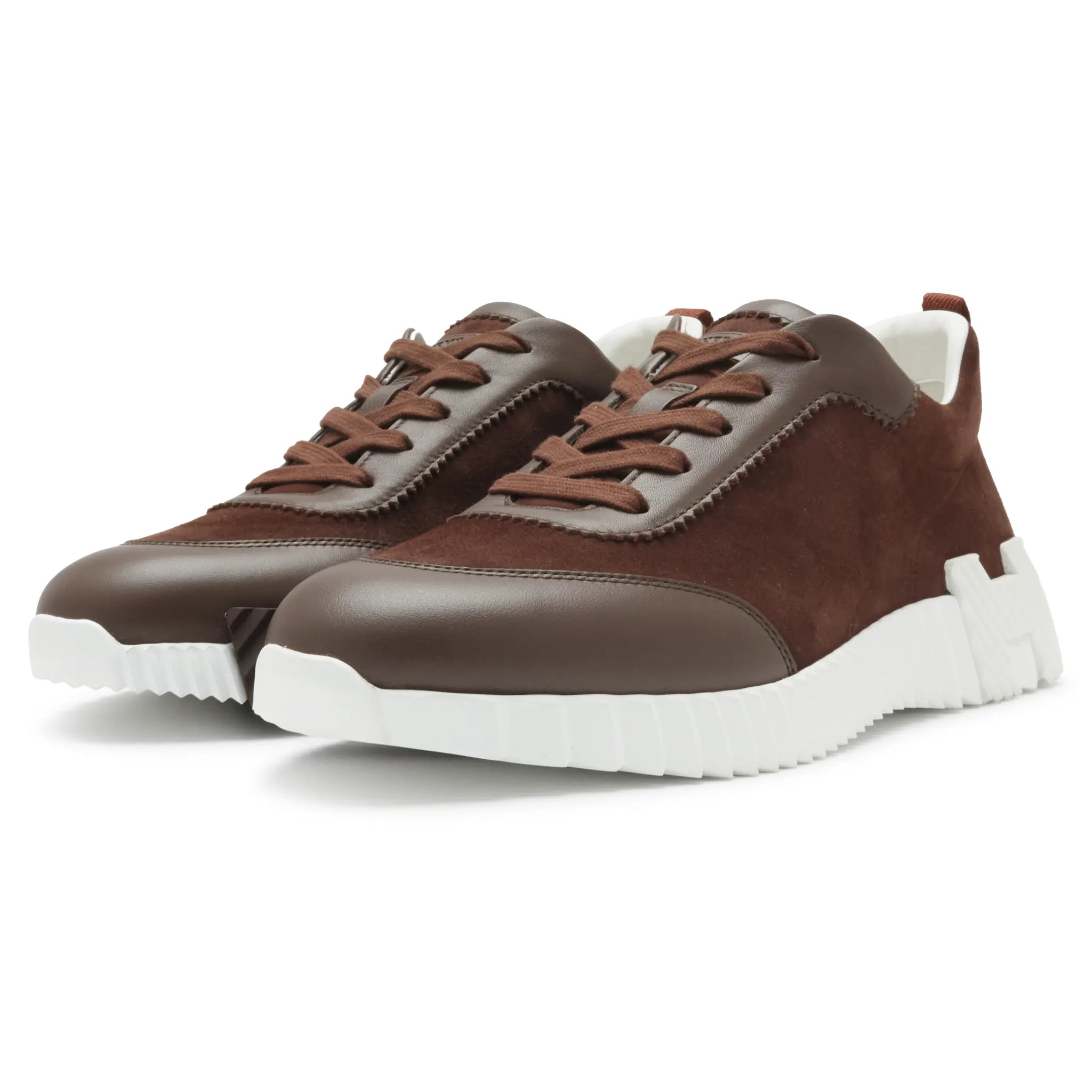 Front Side View of Hermes Paris Bouncing Sneaker Brown H231763ZHAB425