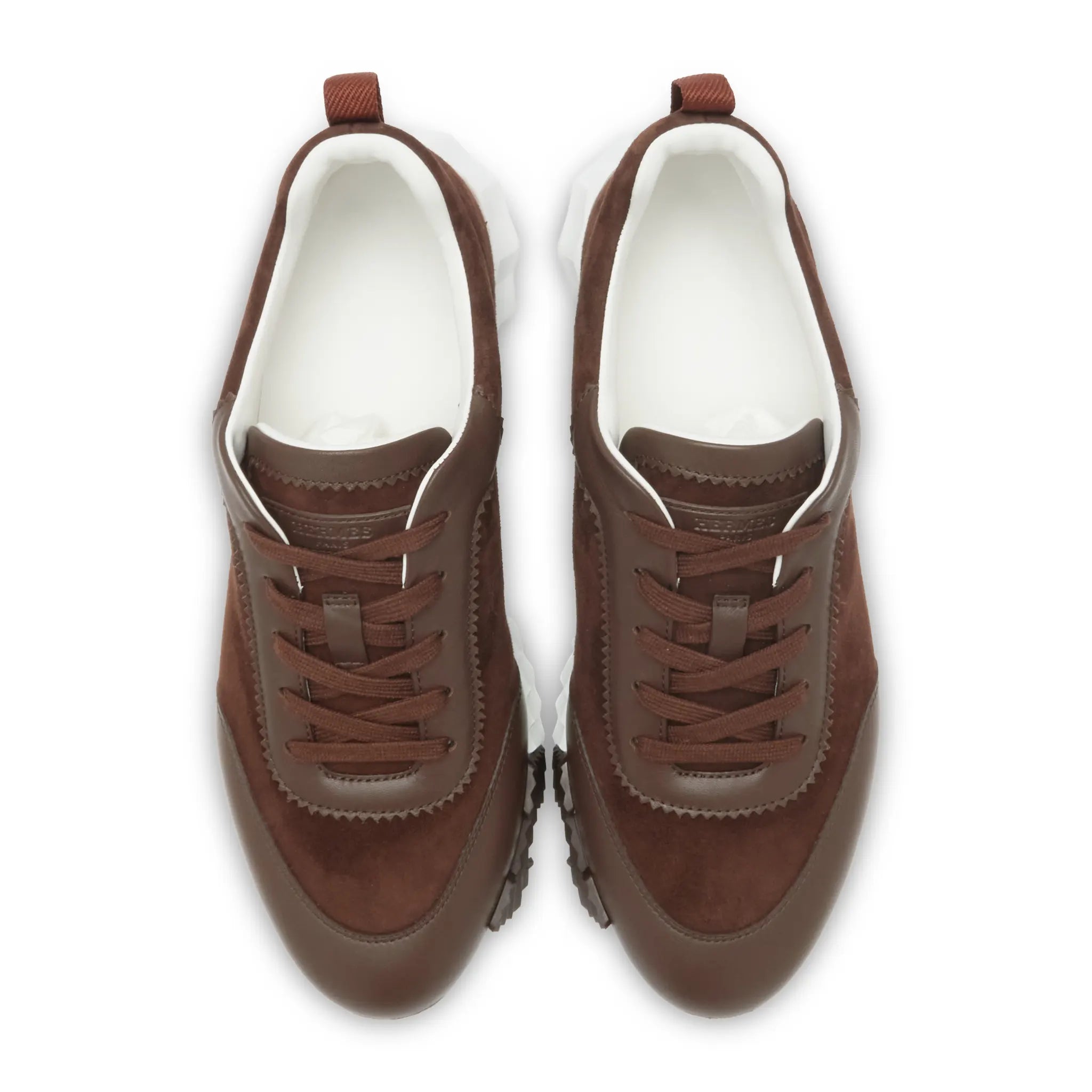 Upper View of Hermes Paris Bouncing Sneaker Brown H231763ZHAB425