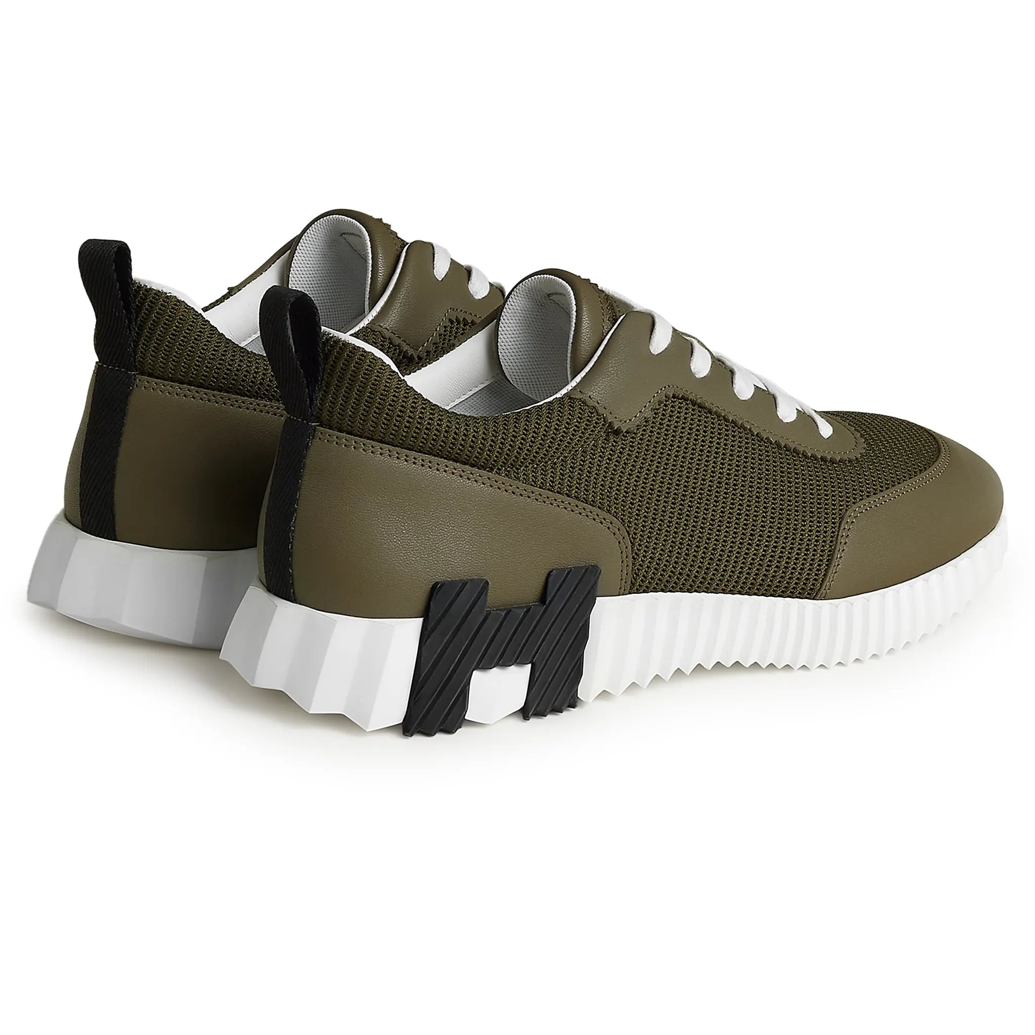 Back Side View of Hermès Paris Bouncing Sneaker Tundra Green H261897ZH1R400