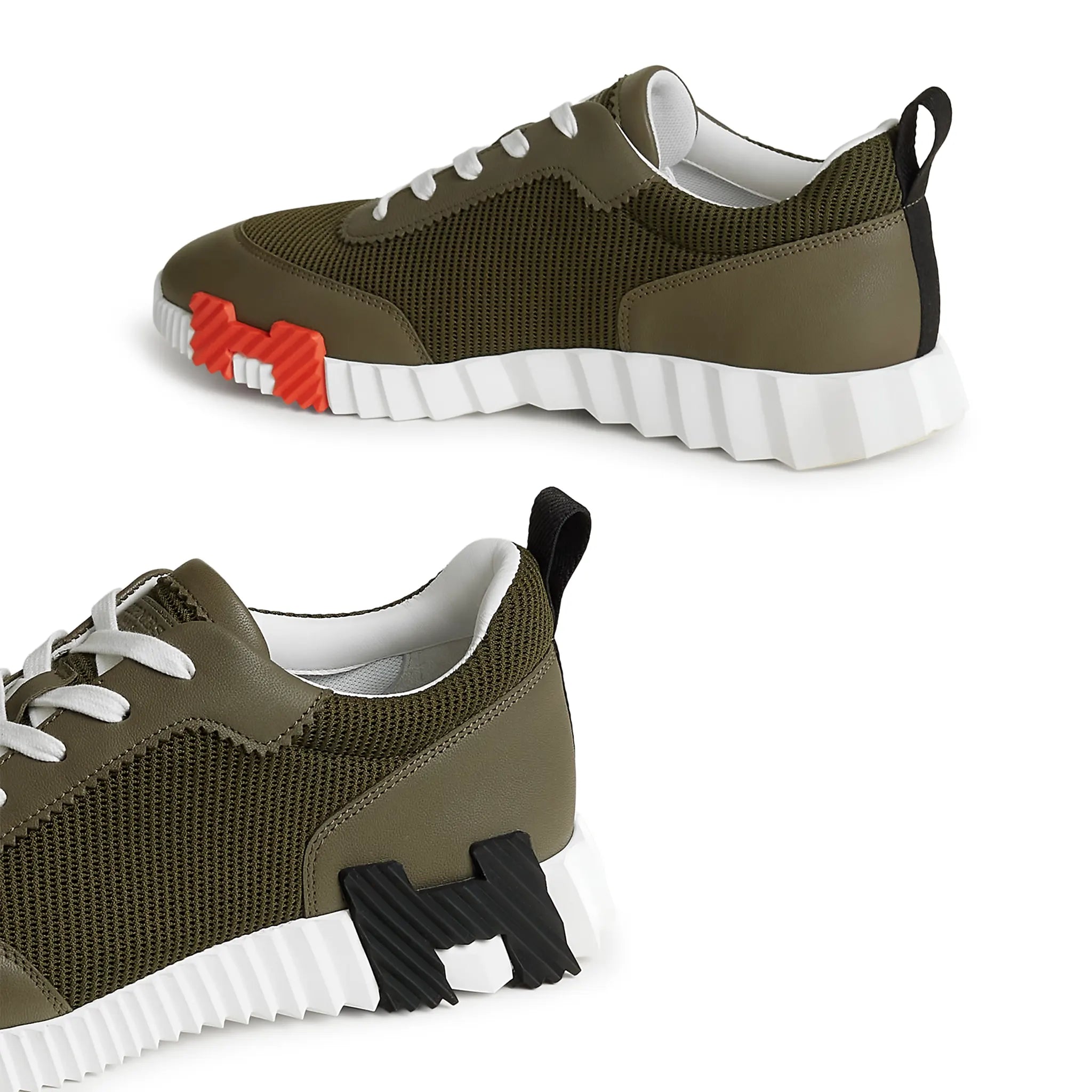 Side View of Hermès Paris Bouncing Sneaker Tundra Green H261897ZH1R400