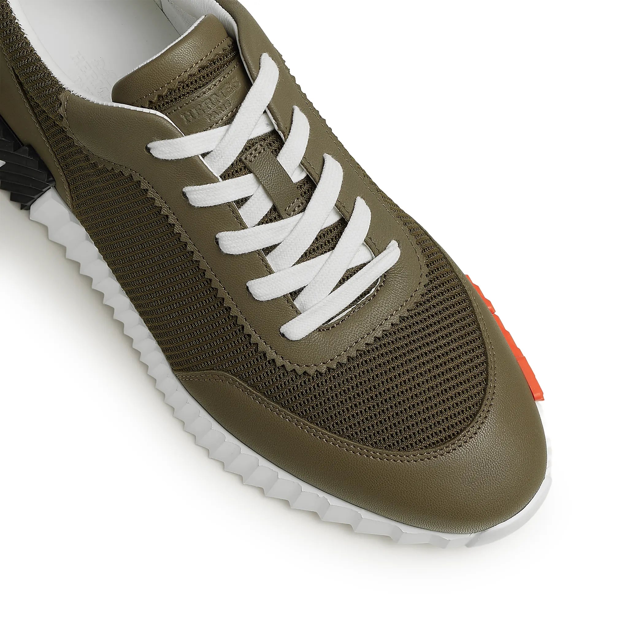 Upper View of Hermès Paris Bouncing Sneaker Tundra Green H261897ZH1R400
