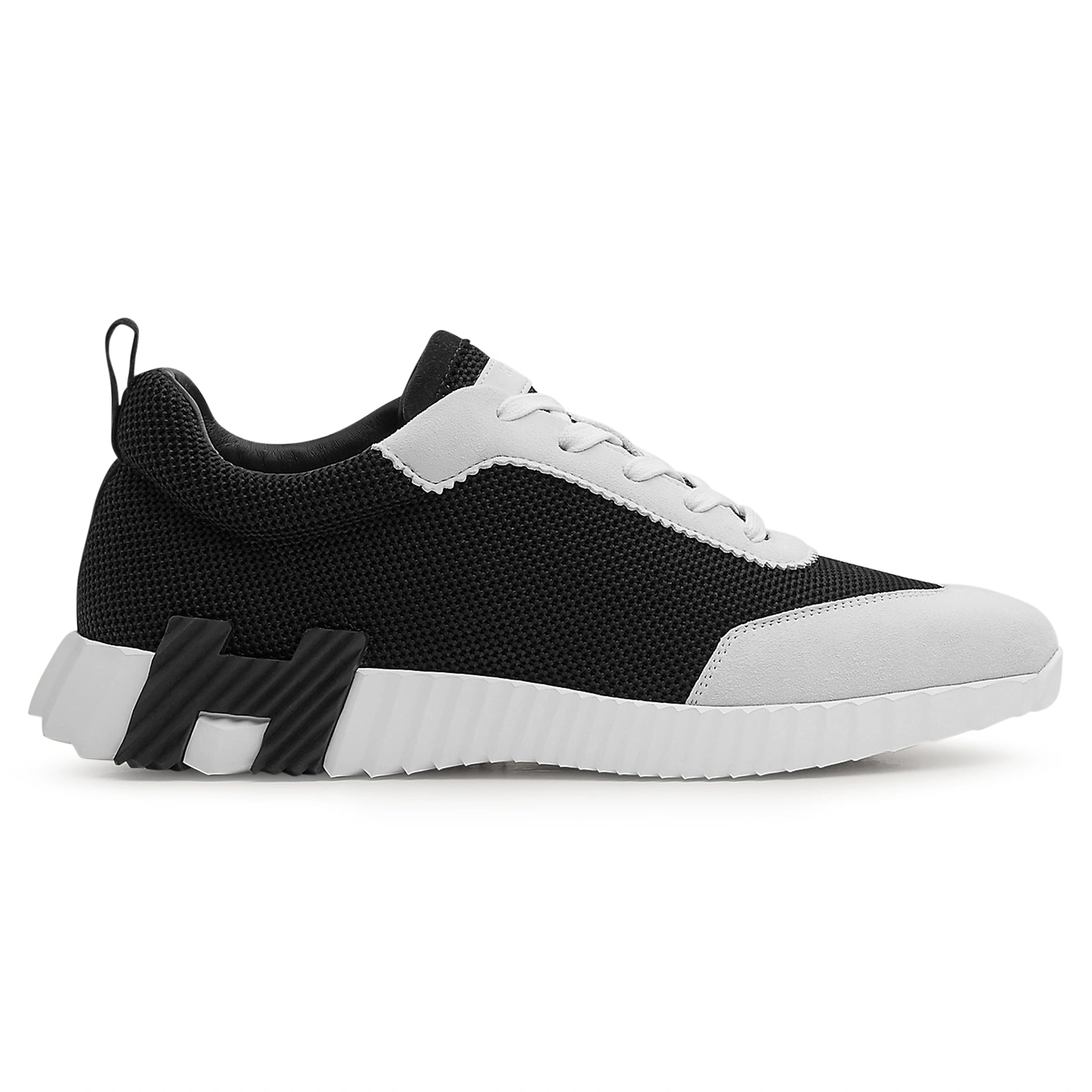 Side view of Hermes Paris Bouncing Sneaker White Black H221897ZH11390