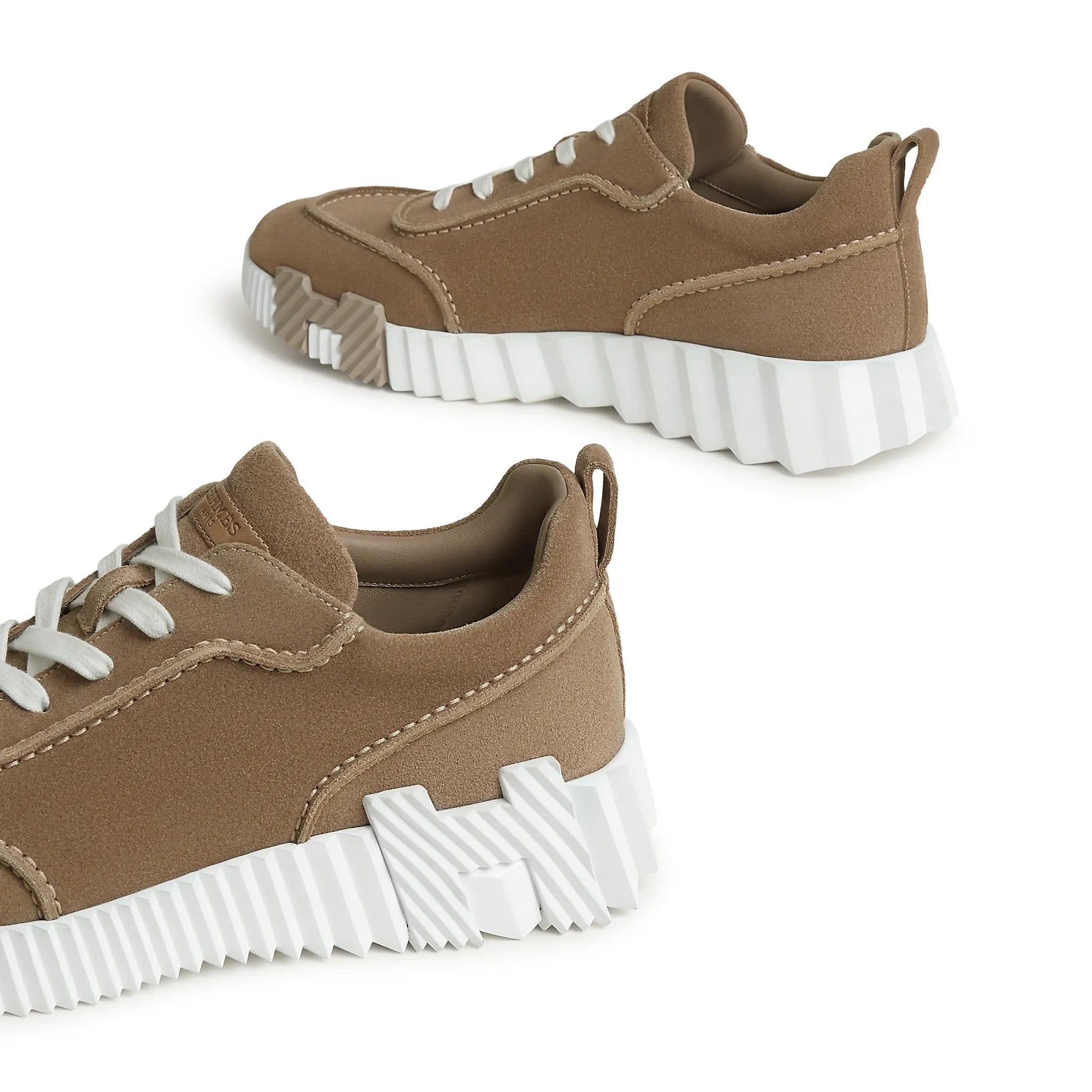 Back Side View of Hermes Paris Bouncing Suede Beige Sable Sneaker H262890ZHC9400