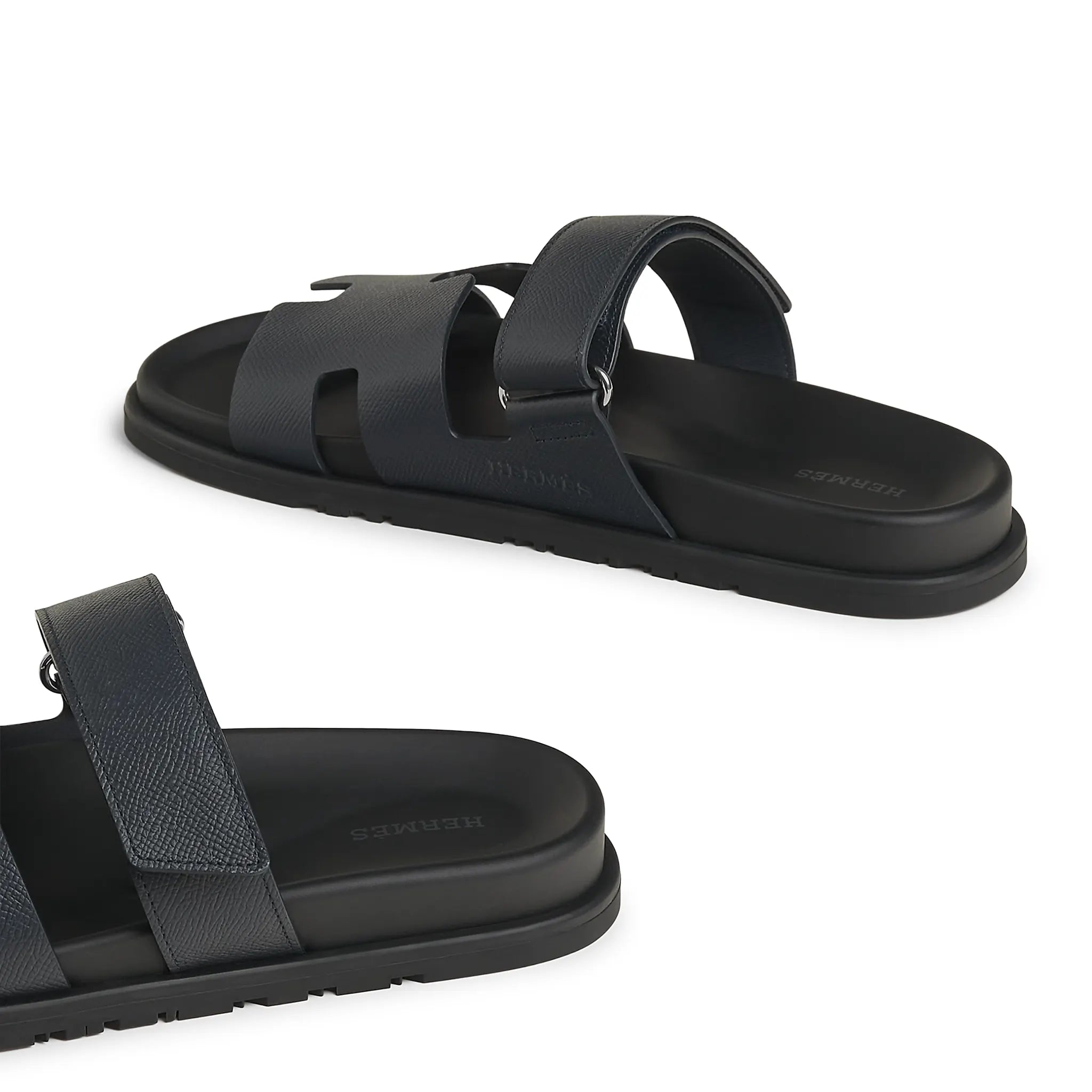 Back Side View of Hermès Paris Chypre Calfskin Marine Sandals