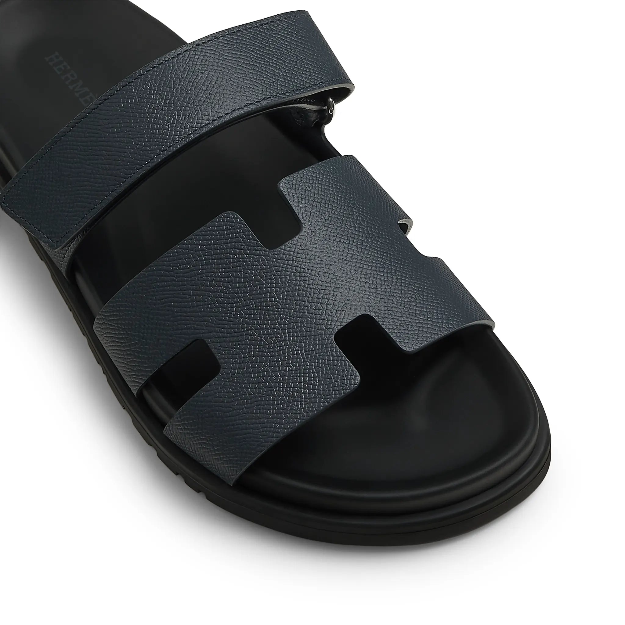 Upper View of Hermès Paris Chypre Calfskin Marine Sandals