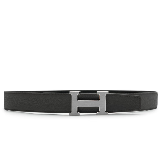 Hermes Paris H Buckle & Reversible Leather Strap 32mm Belt Noir Étain