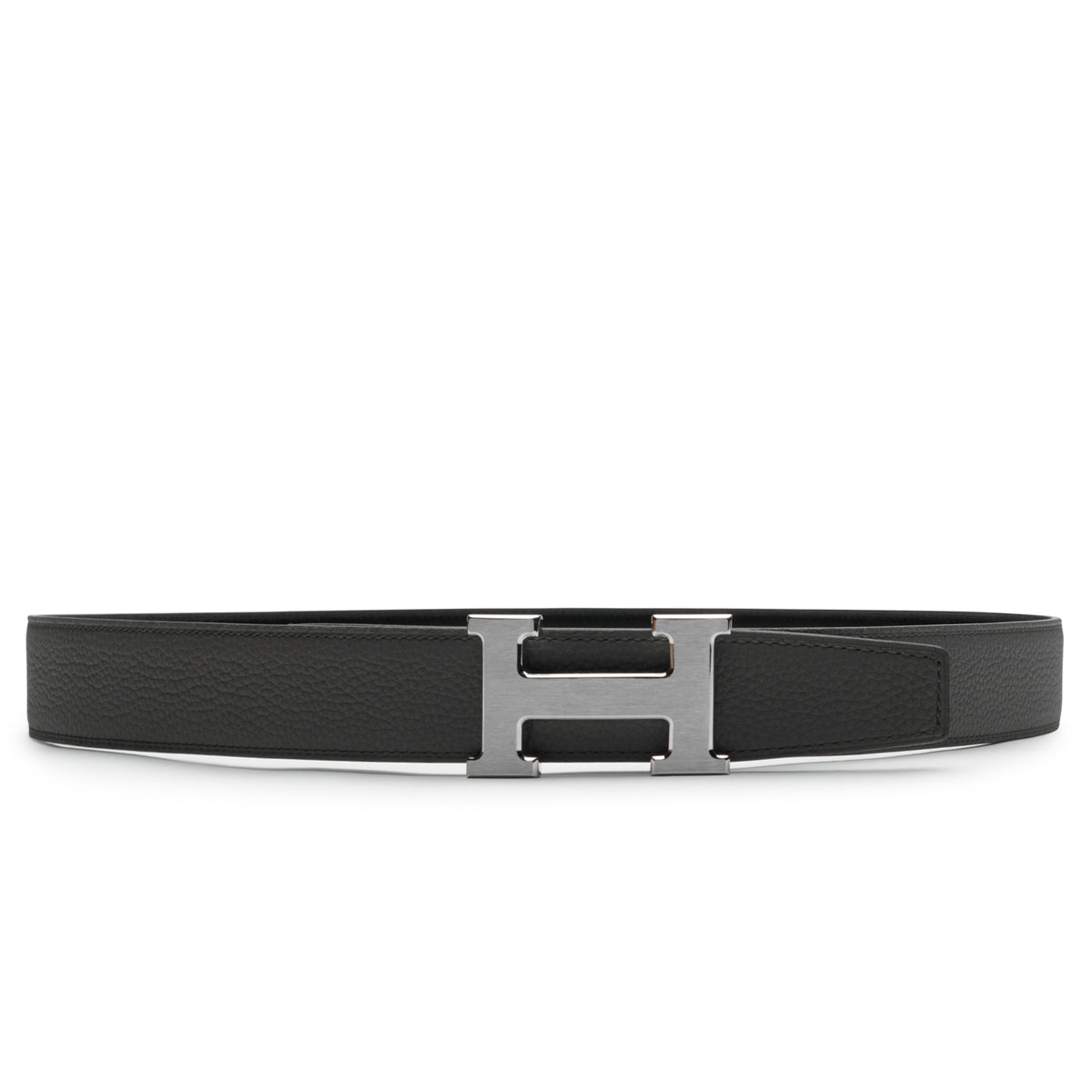 Hermes Sliver Tonight Belt Buckle (comes with belt) Reverse sided black and grey HERMES | Horseshoe Silver Buckle Black/Blue Reversible Belt main image 2