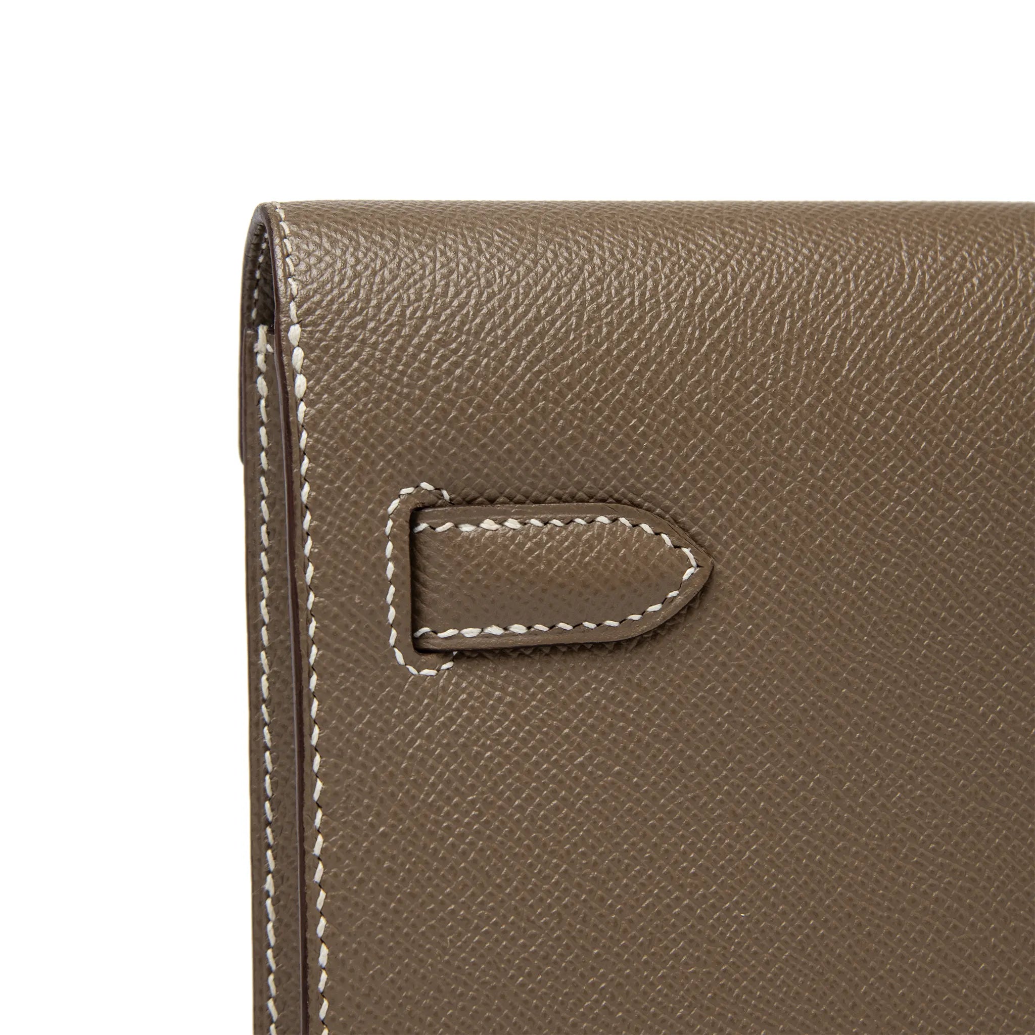 Detailed View of Hermes Paris Kelly Depeches 25 Epsom Etoupe Palladium Hardware H078397CK18