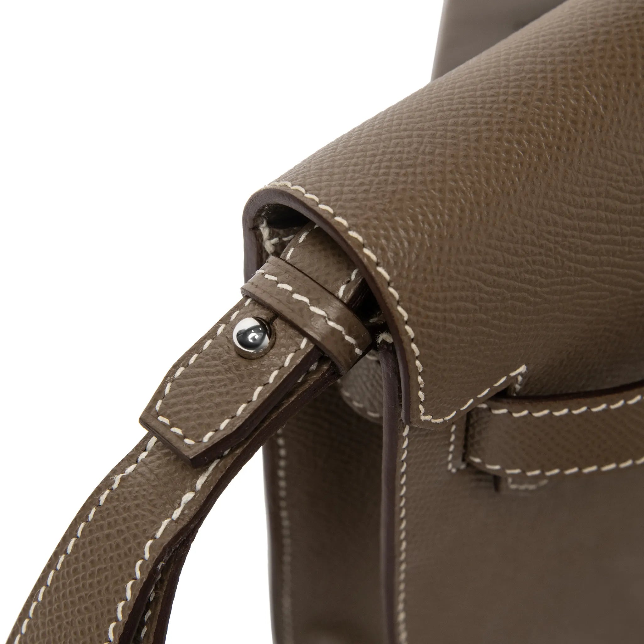 Detailed View of Hermes Paris Kelly Depeches 25 Epsom Etoupe Palladium Hardware H078397CK18