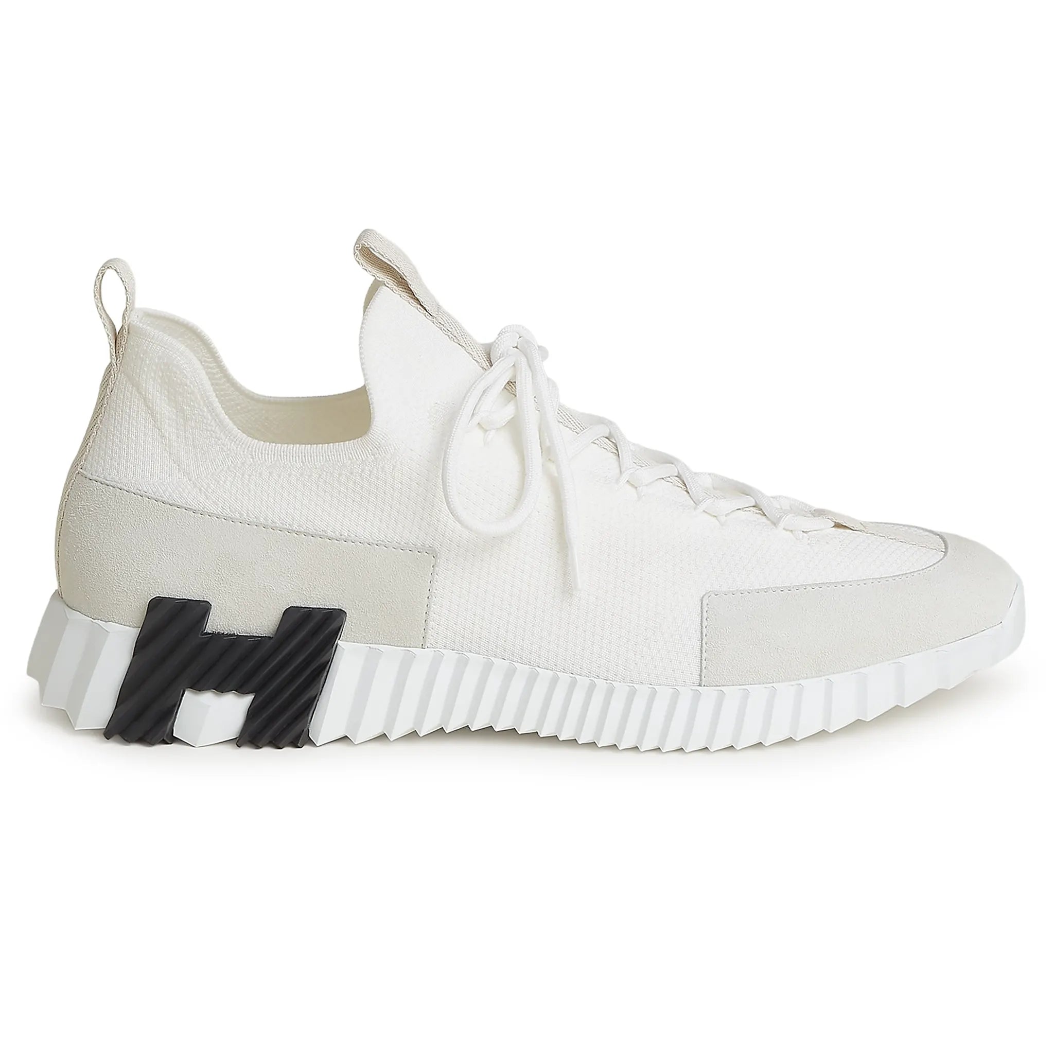 Side View of Hermes Paris Lift Slip-On Blanc Sneaker H252858ZH91390