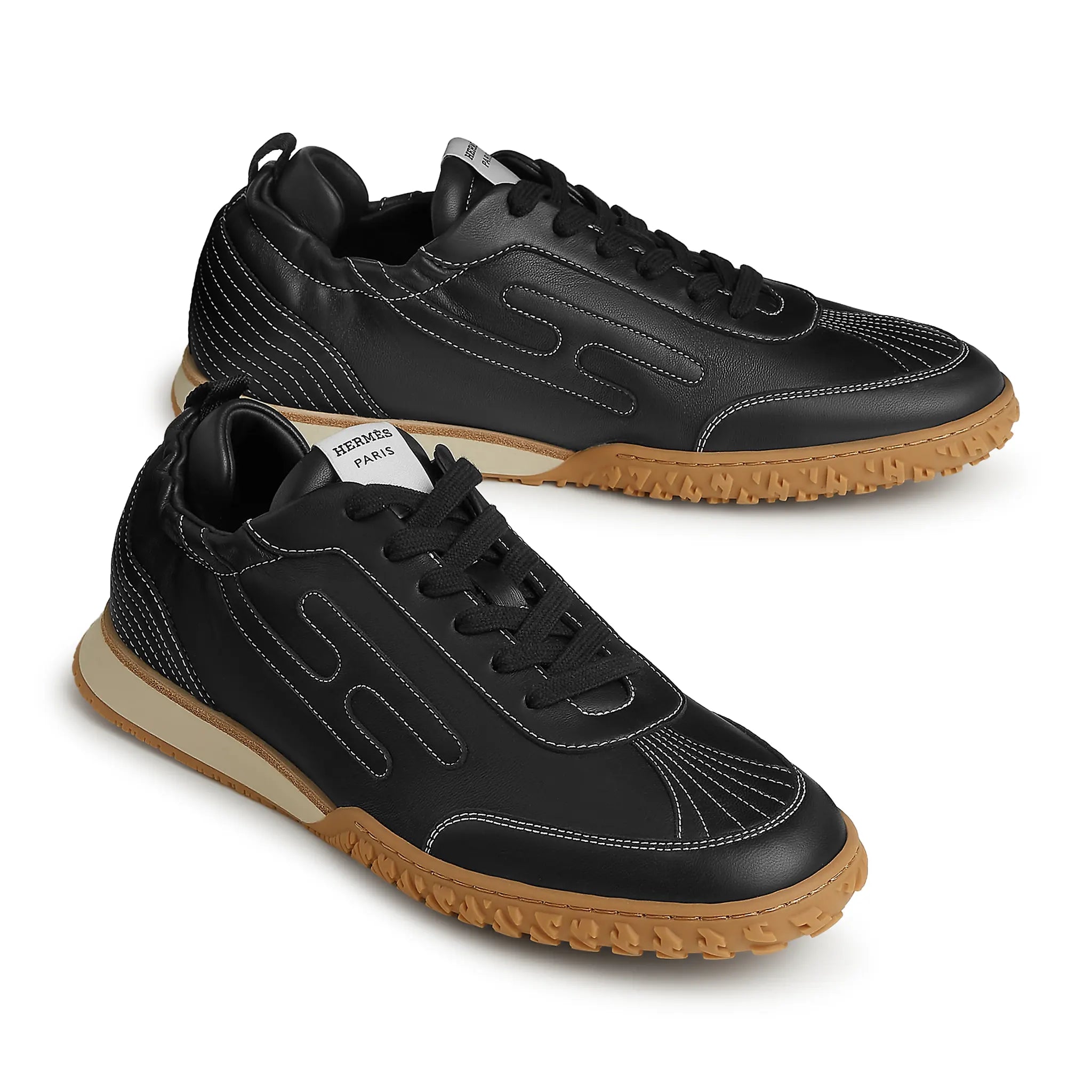 Front Side View of Hermes Paris Noi Jet Sneaker  H261886ZH01