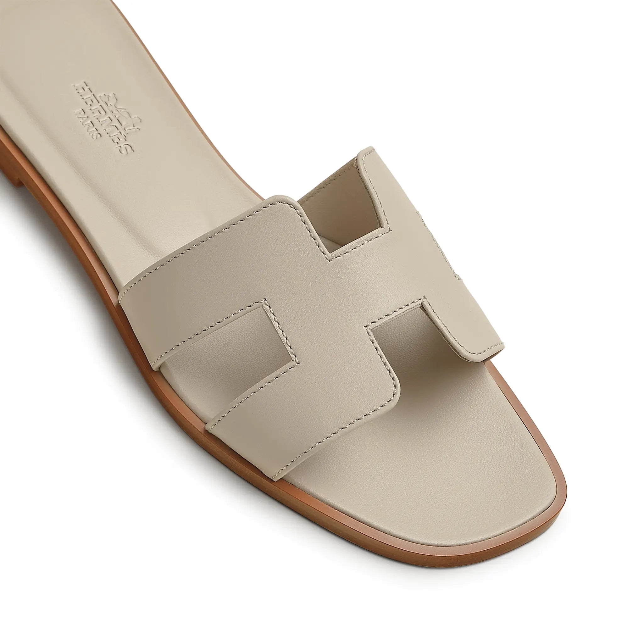 Upper View of Hermes Paris Oran Beige Nomade Sandal H202230Z 32370