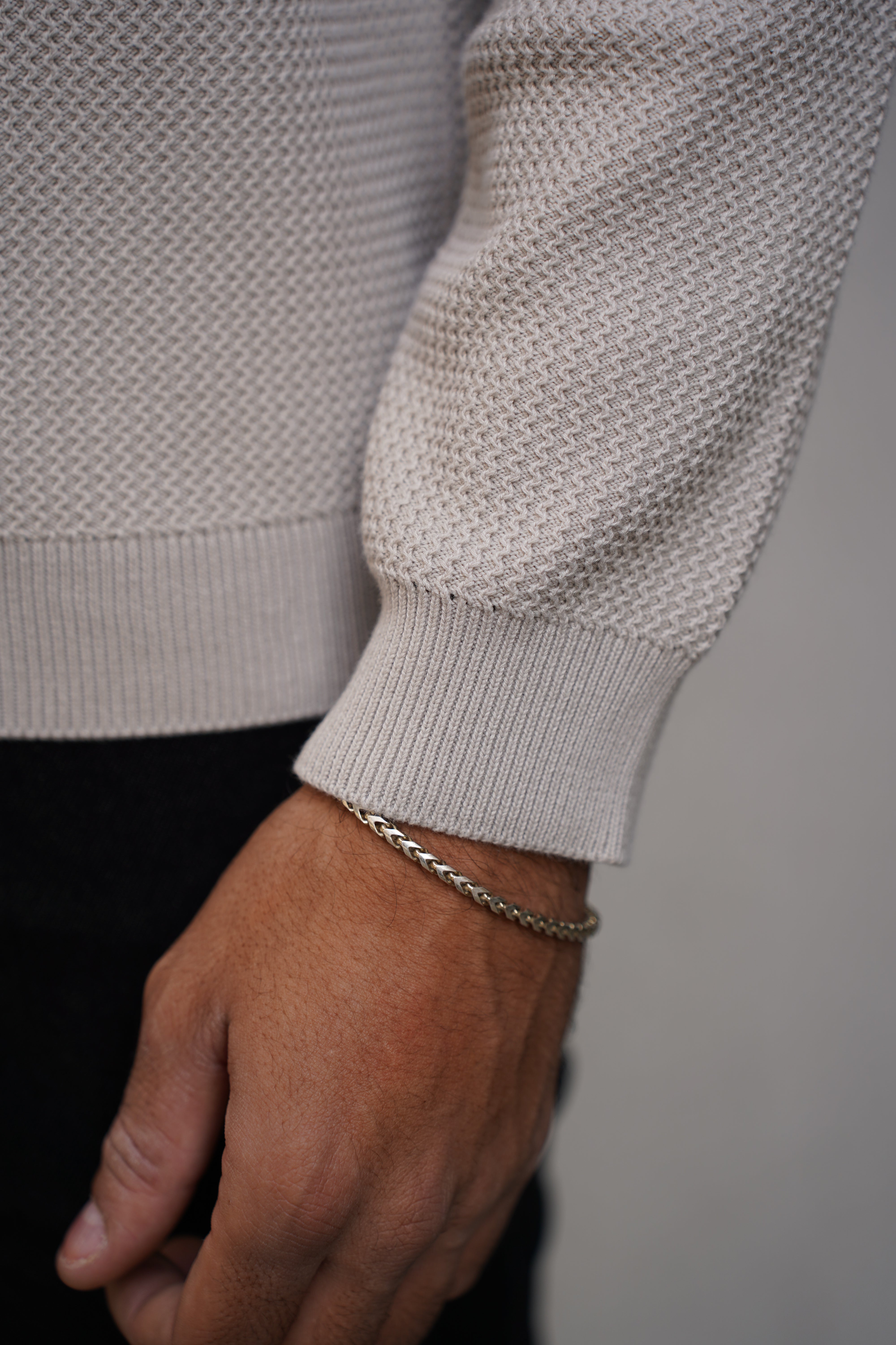 Capo Cable Knit Stone Sweatshirt