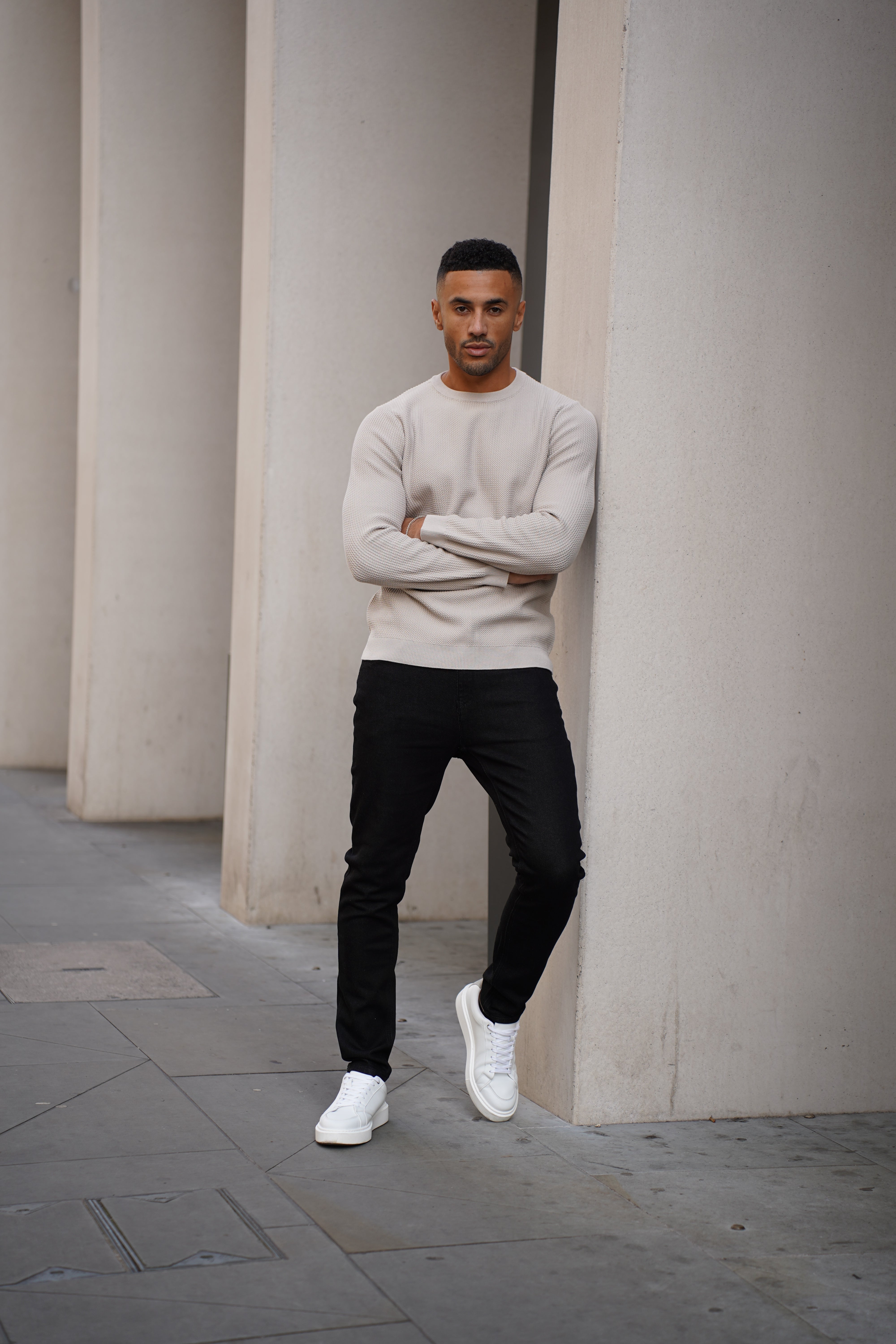 Capo Cable Knit Stone Sweatshirt