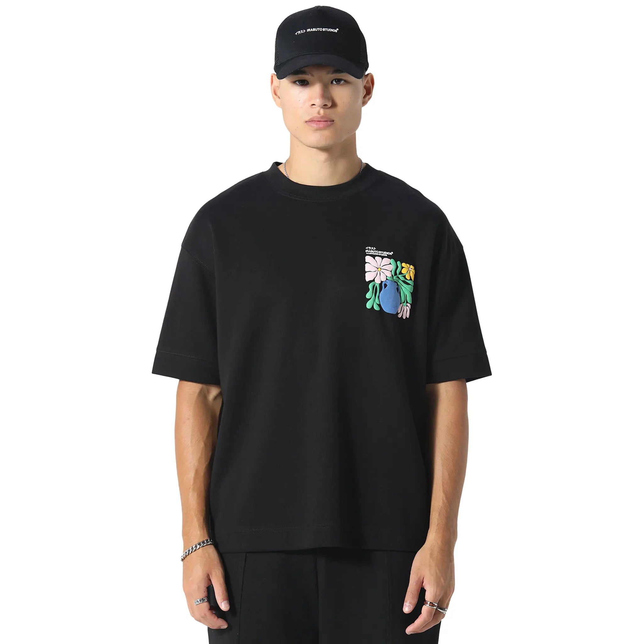 Front View of Irasuto Studios Hikari Bloom Black T Shirt 5060615214907