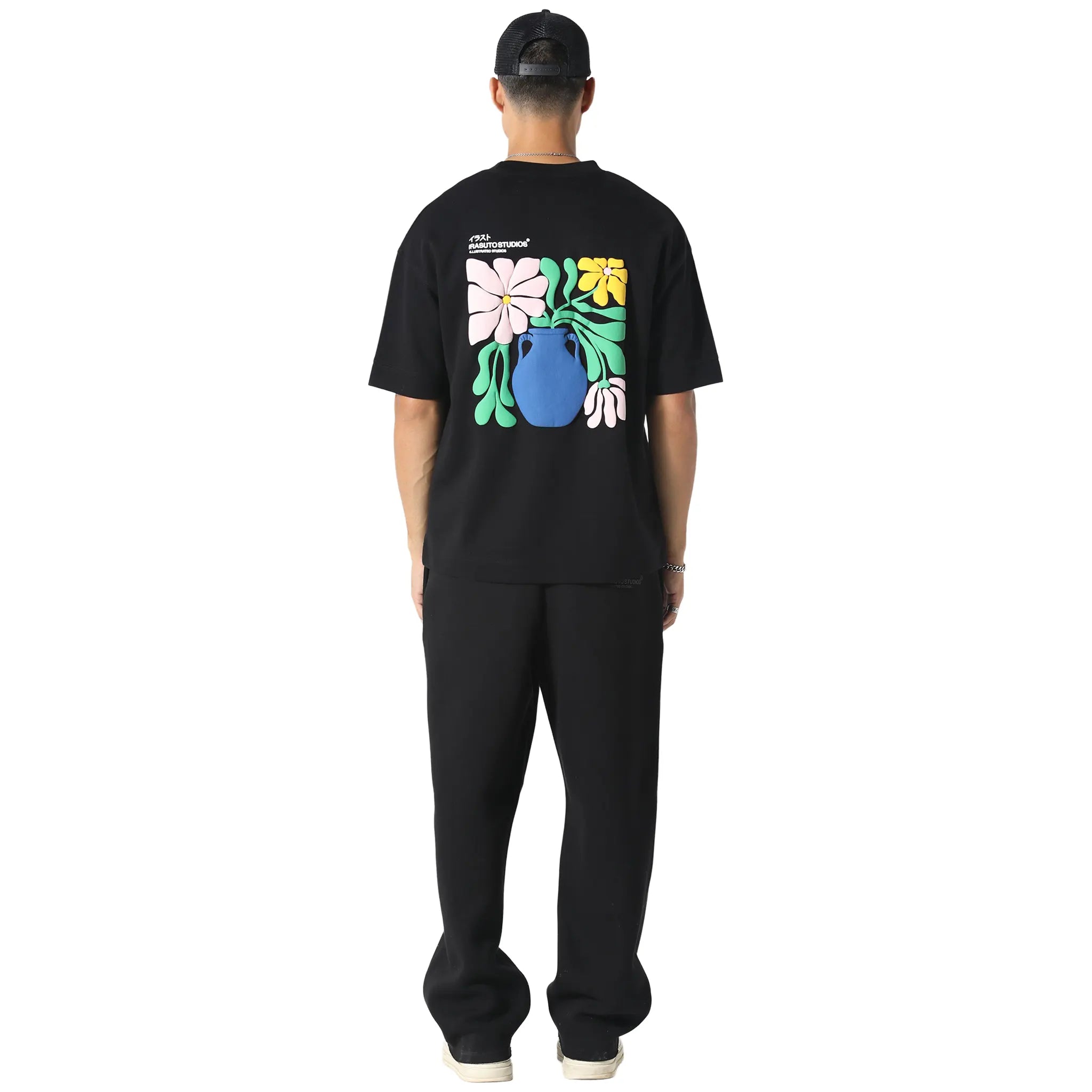 Back View of Irasuto Studios Hikari Bloom Black T Shirt 5060615214907