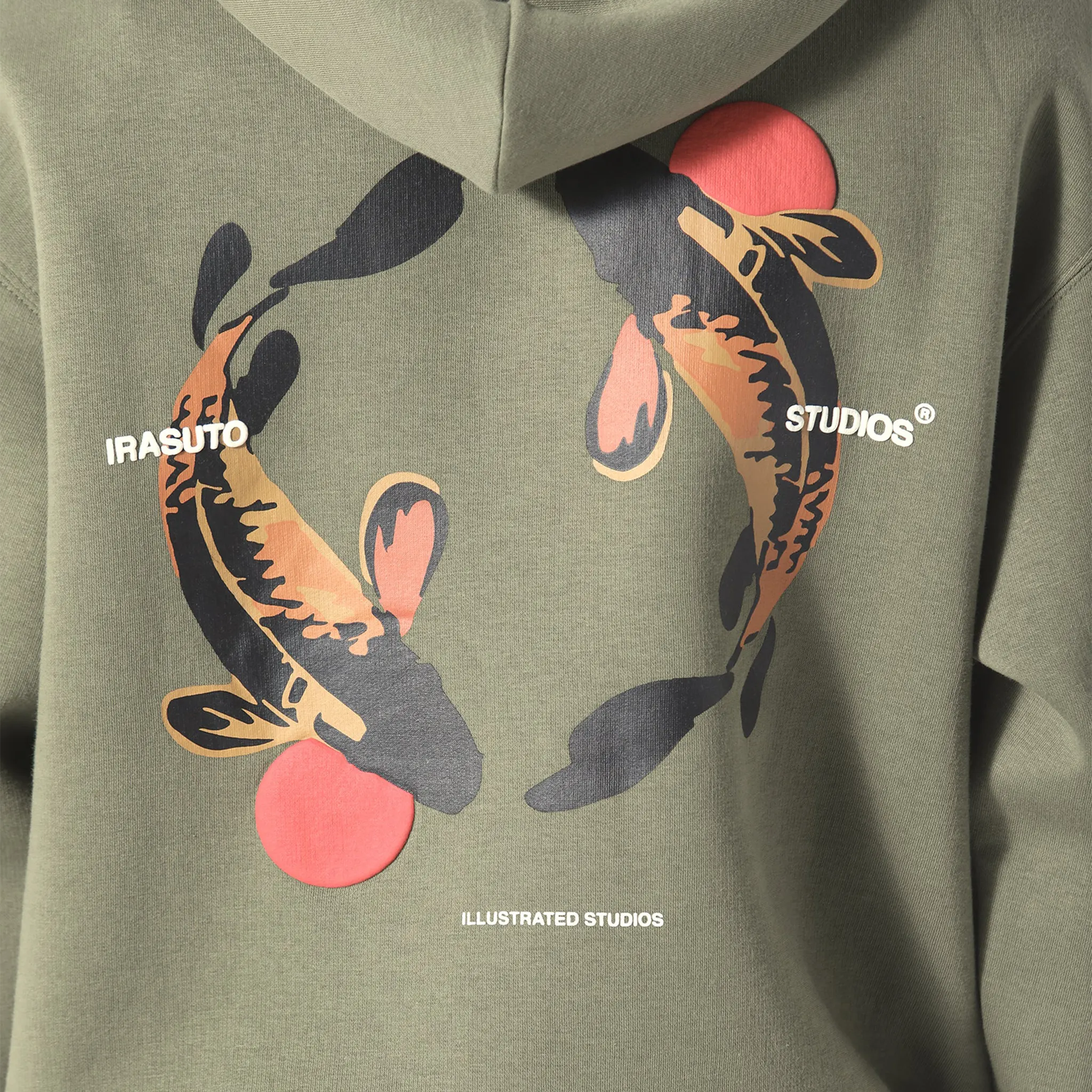 Detaild View of Irasuto Studios Koi Khaki Hoodie 5060615209743
