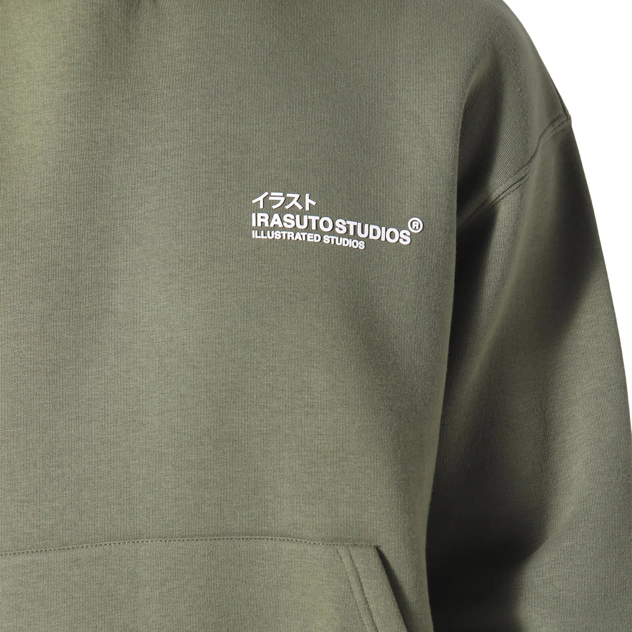 Detailed Front View of Irasuto Studios Koi Khaki Hoodie 5060615209743