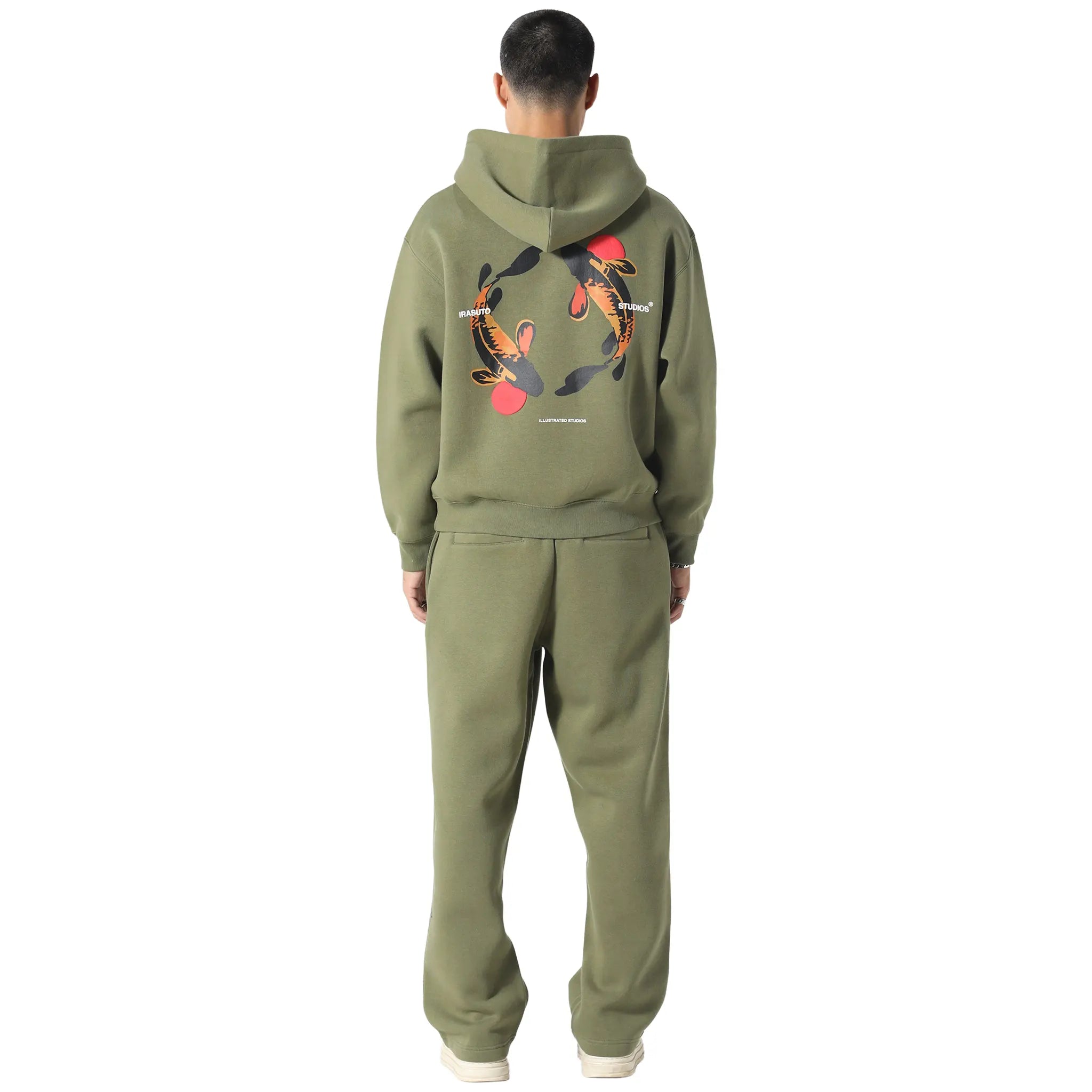 Back View of Irasuto Studios Koi Khaki Hoodie 5060615209743
