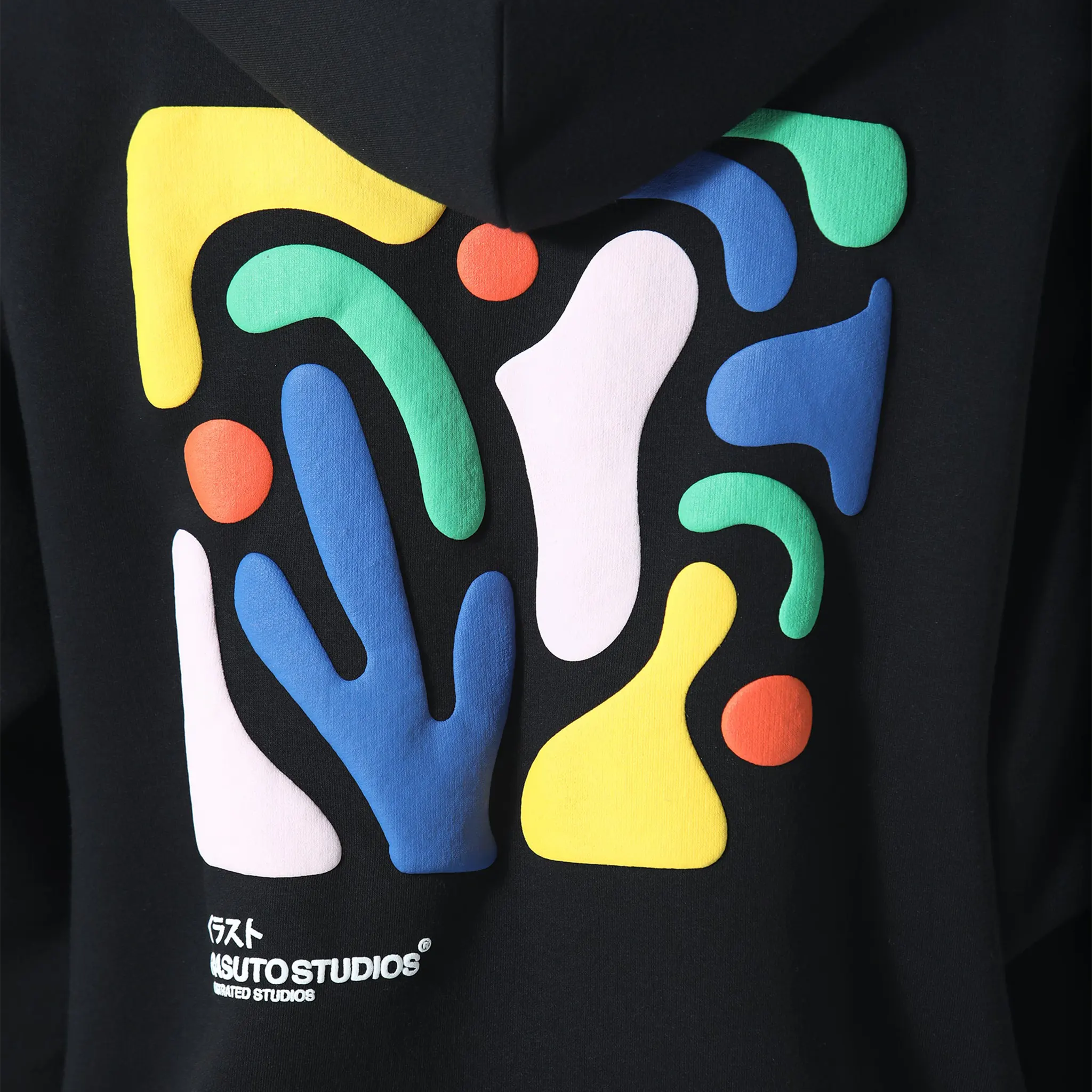 Detailed Back View of Irasuto Studios Shikaku Form Black Hoodie 5060615215041