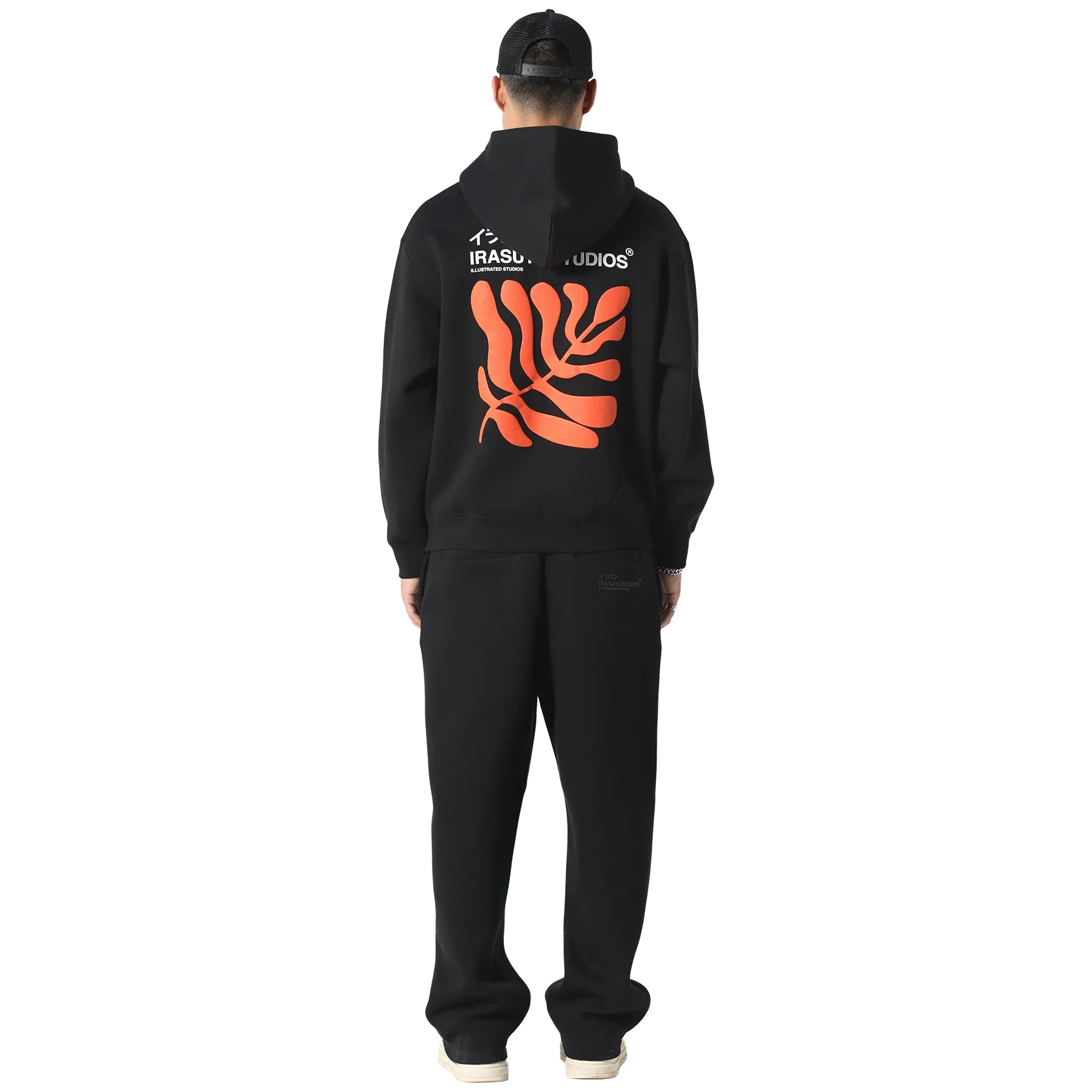 Back View of Irasuto Studios Sumi Flow Black Hoodie 5060615214143