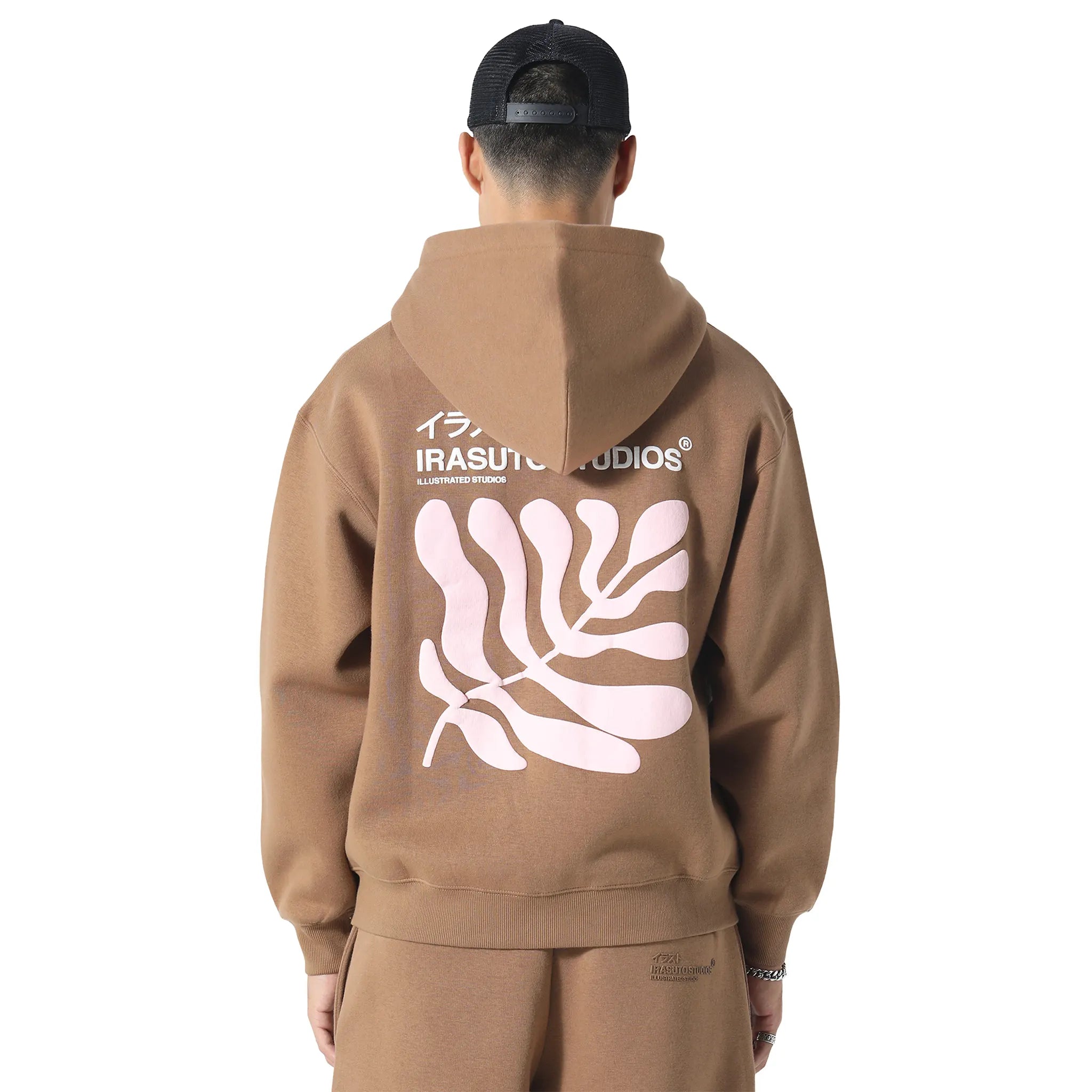 Back View of Irasuto Studios Sumi Flow Tobacco Zip-Up Hoodie 5060615214419