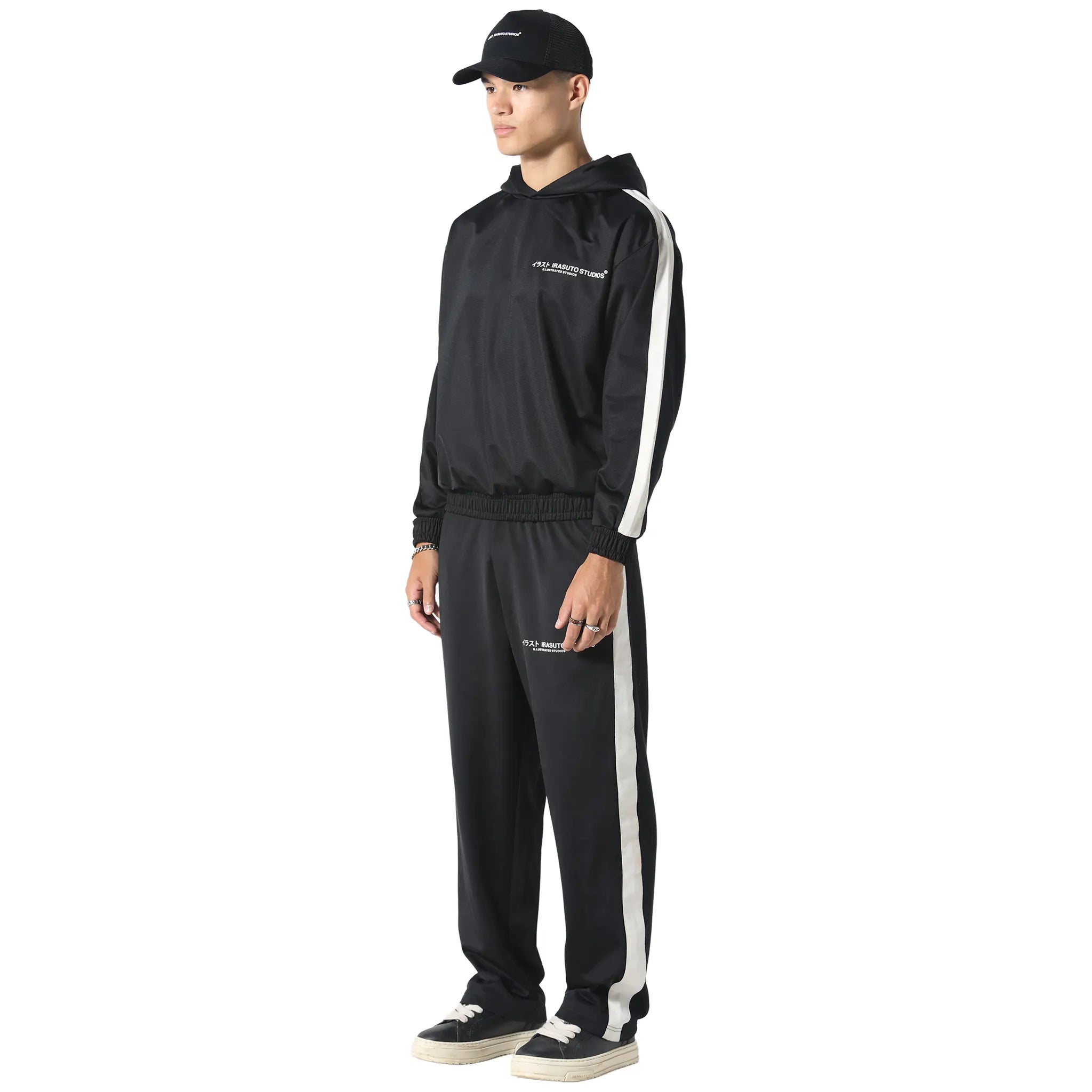 Front Side Front Side View of Irasuto Studios Tricote Black Hoodie 5060615209392