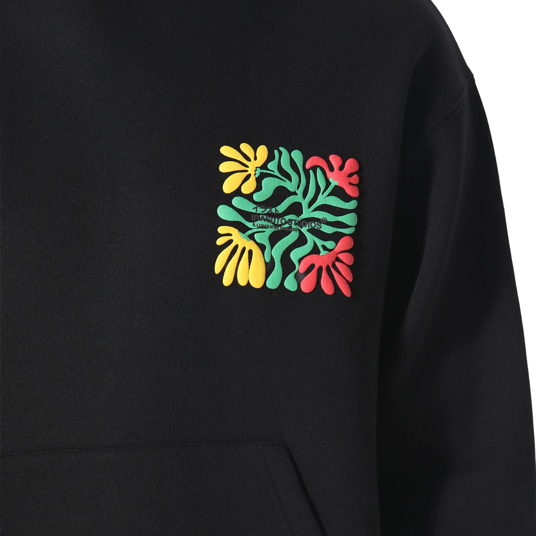 Detailed Chest View of Irasuto Studios Zen Forest Black Hoodie 5060615214204